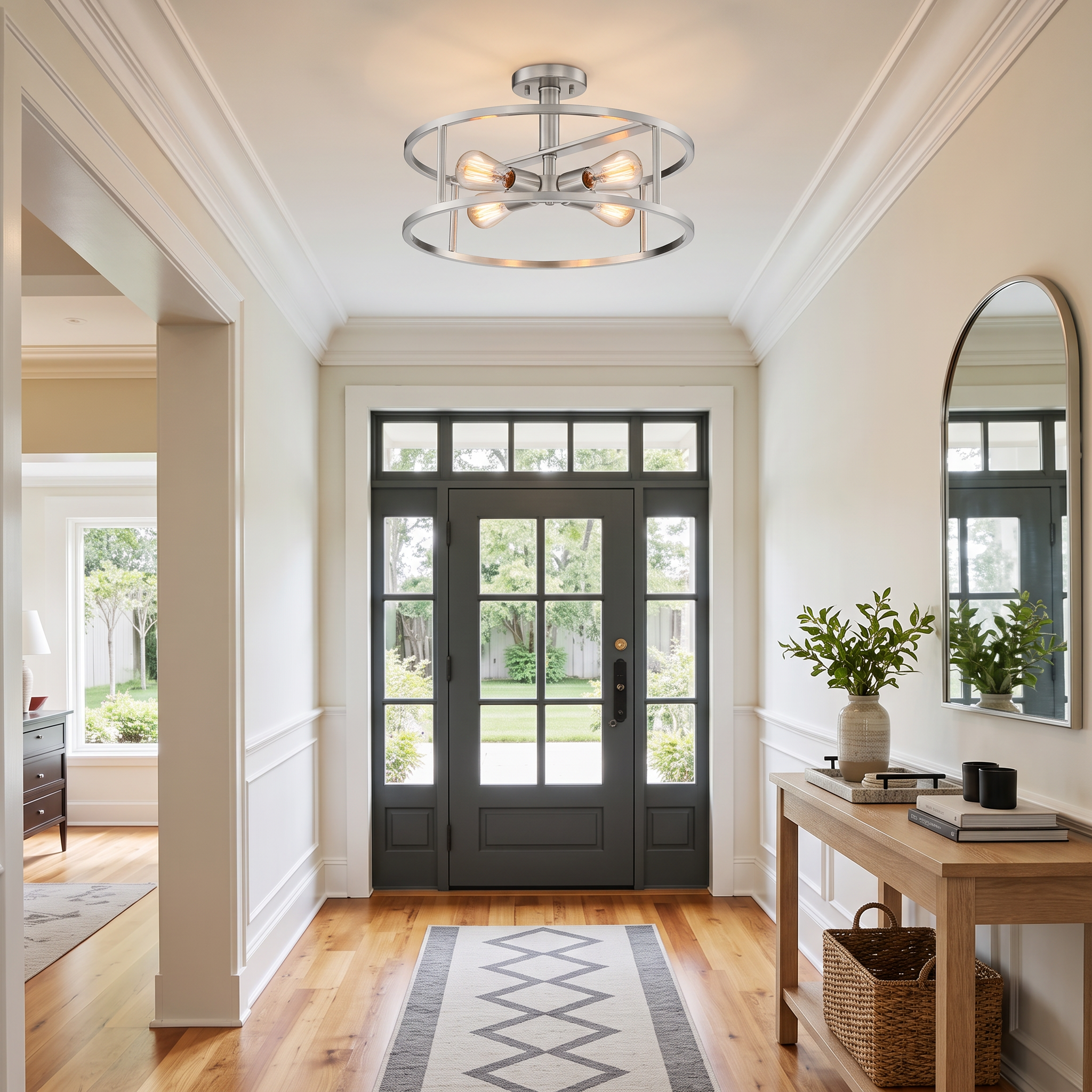 Quoizel New Harbor Semi-Flush stropní svítidlo niklové 38 cm