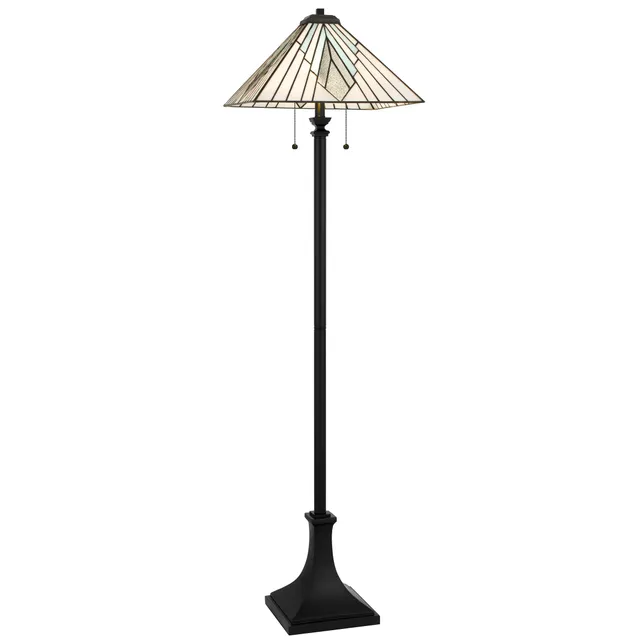Quoizel Duvane stojací lampa matná černá vitráž
