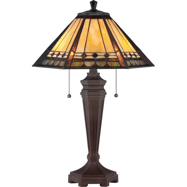 Quoizel Arden stolní lampa vitráž russet