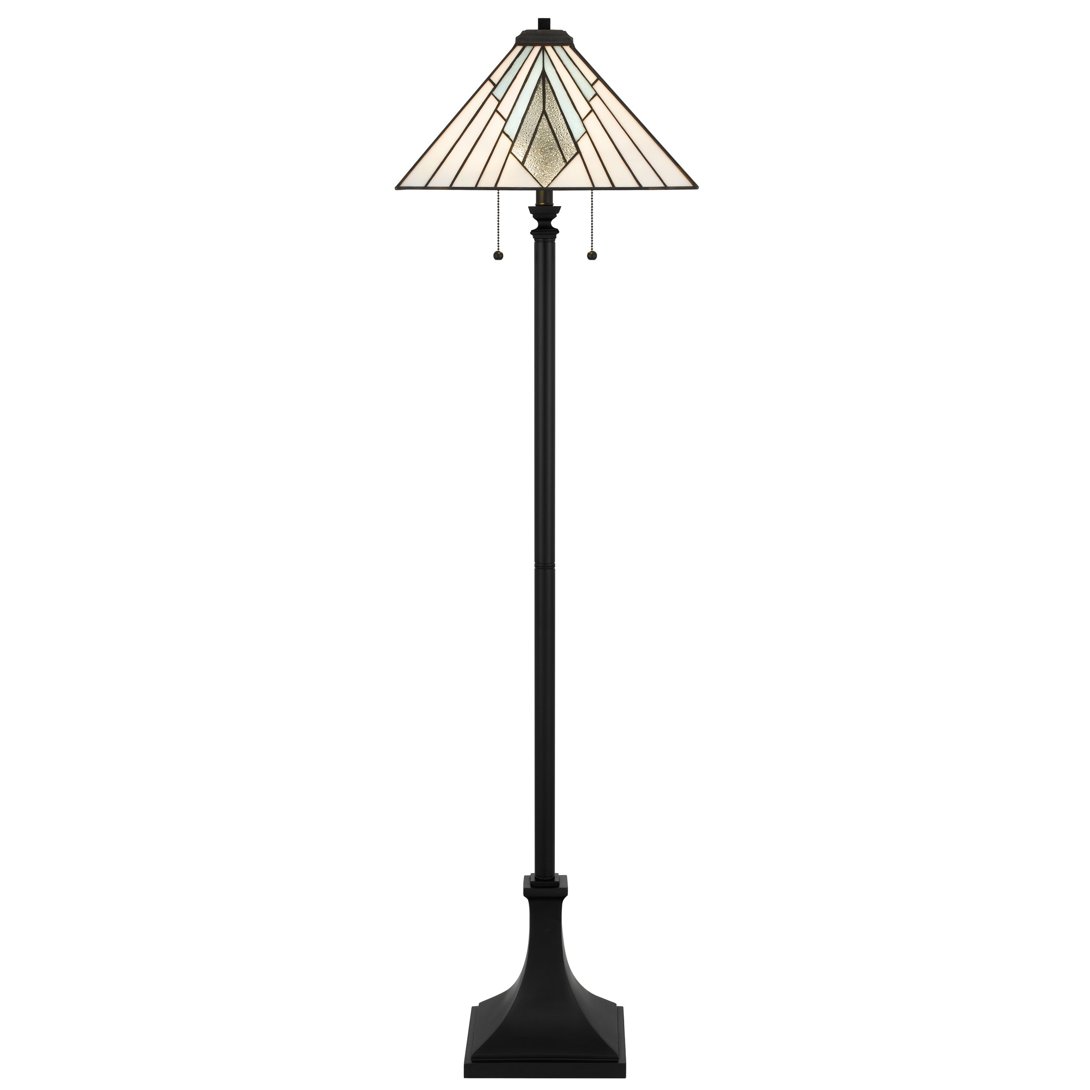 Quoizel Duvane stojací lampa matná černá vitráž