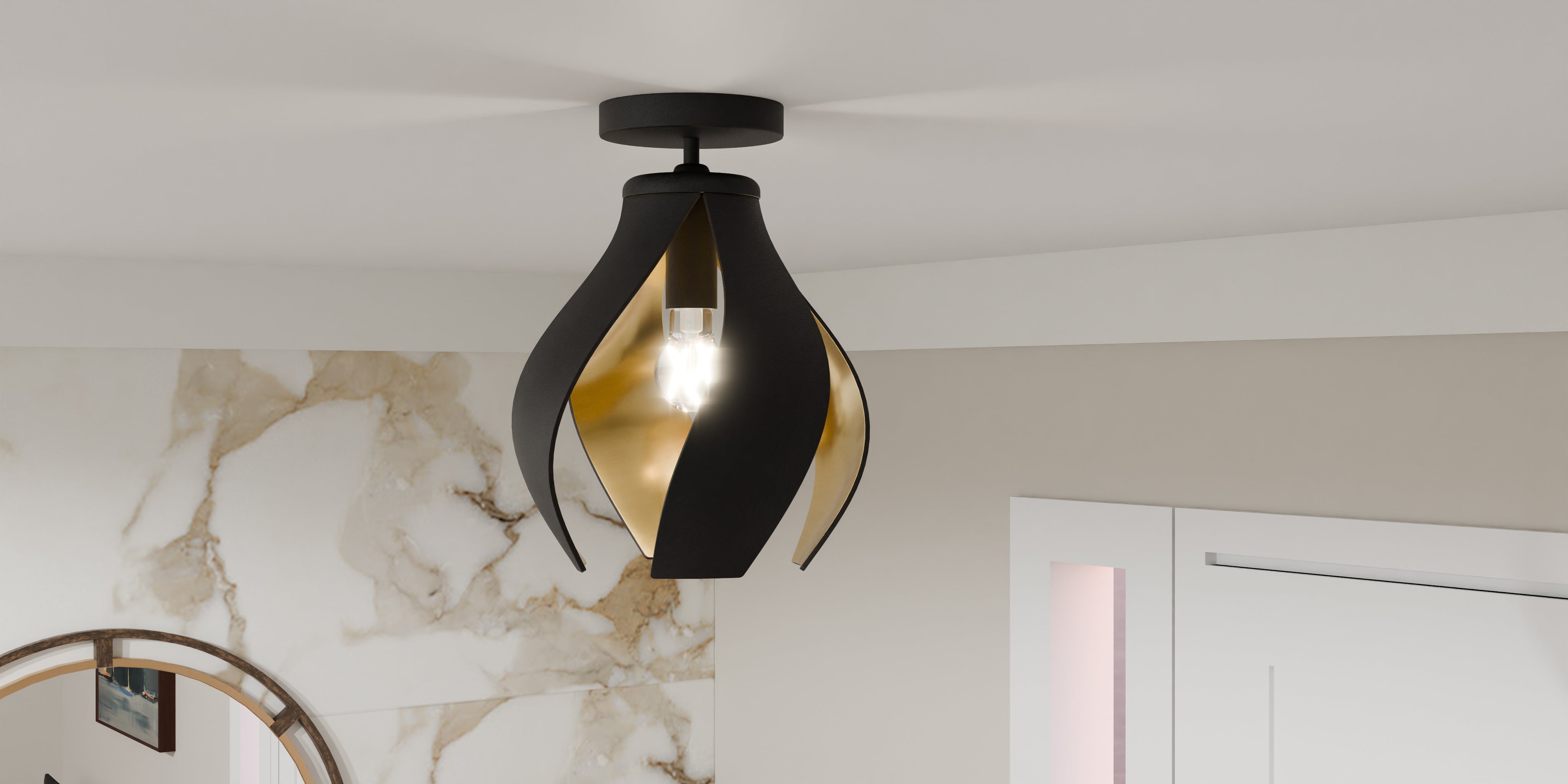 Quoizel Kiko Semi-Flush stropní svítidlo mosazné