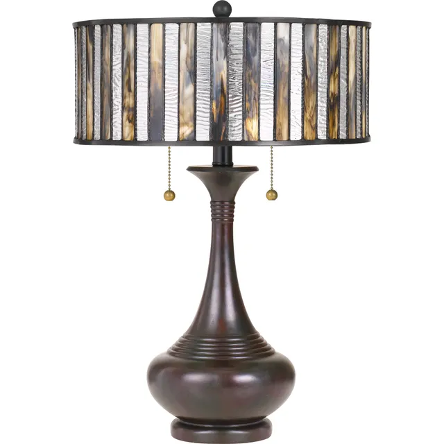 Quoizel Roland stolní lampa valiant bronz Tiffany sklo