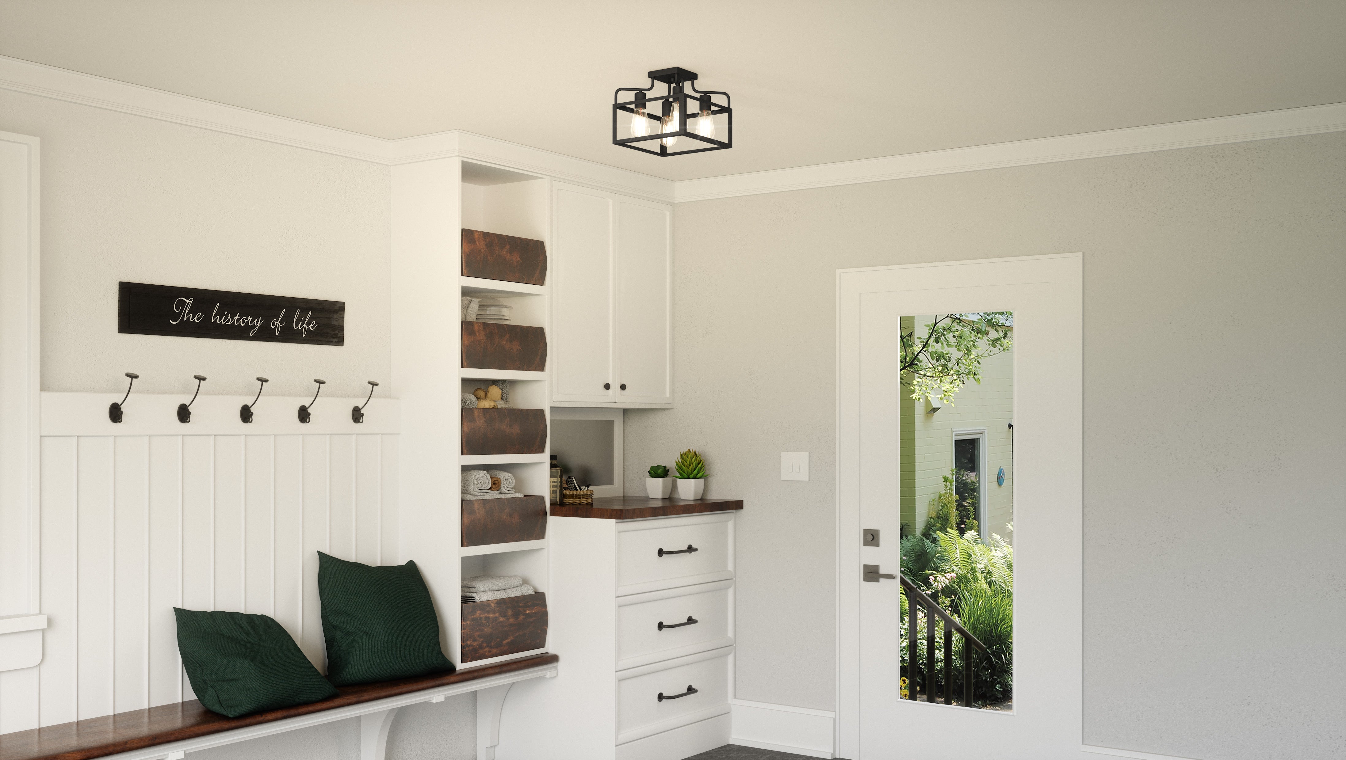Quoizel Paulsen Semi-Flush stropní svítídlo černé