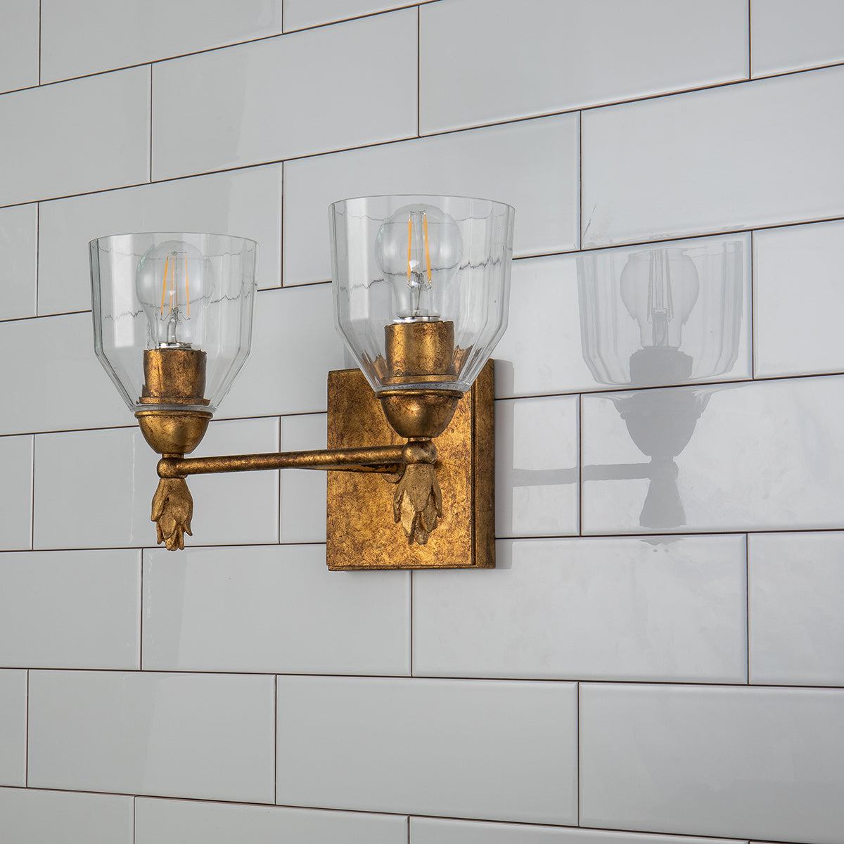 Gilded Nola Felice 2 Light nástěnné svítidlo čiré sklo
