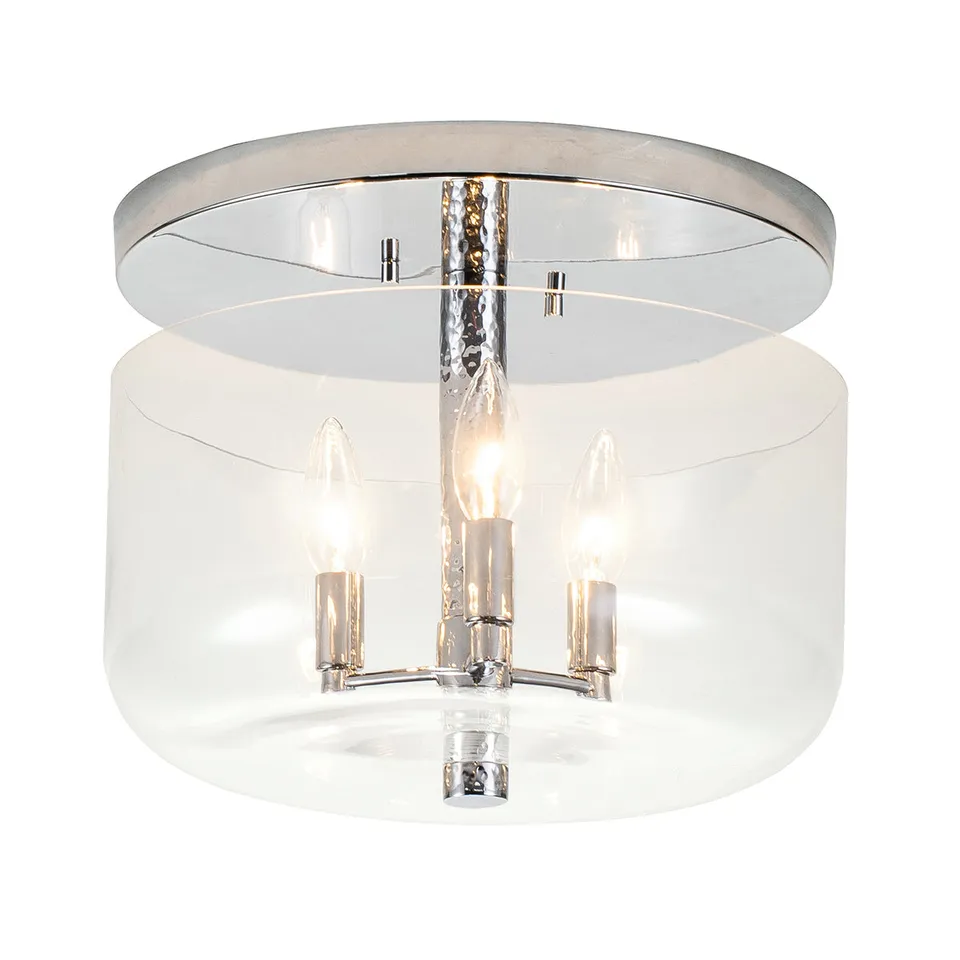 Gilded Nola Rampart 3 Light Semi Flush stropní chrom