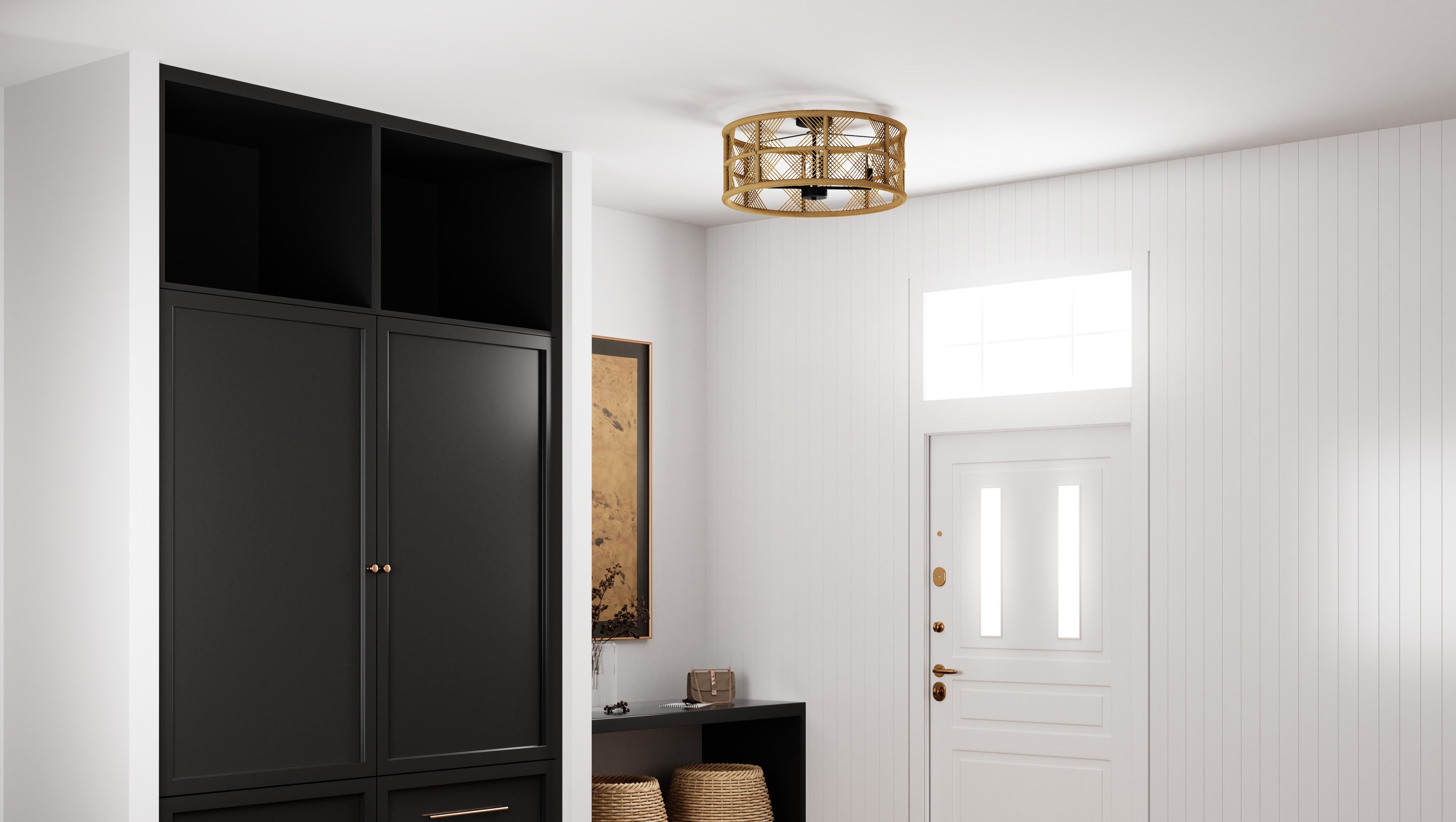 Quoizel Axford Semi-Flush stropní svítidlo matná černá lano