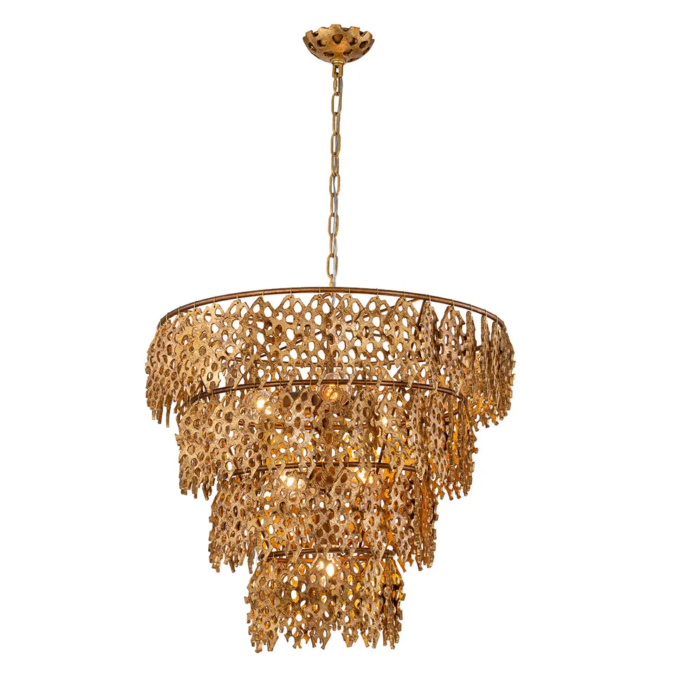 Gilded Nola Coral Luxe 4 Tier závěsný lustr zlatý