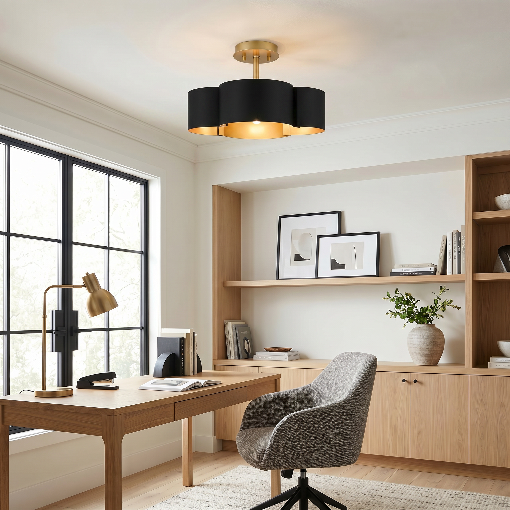 Quoizel Balsam Semi-Flush stropní svítídlo se zlatým vnitřkem