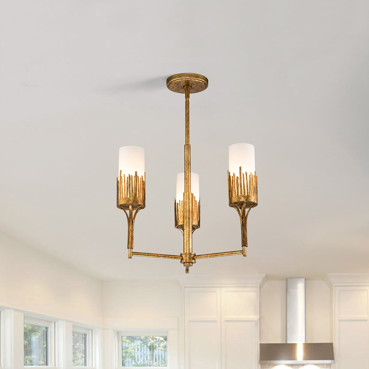 Gilded Nola Sawgrass 3 lustr zlatý bílé sklo