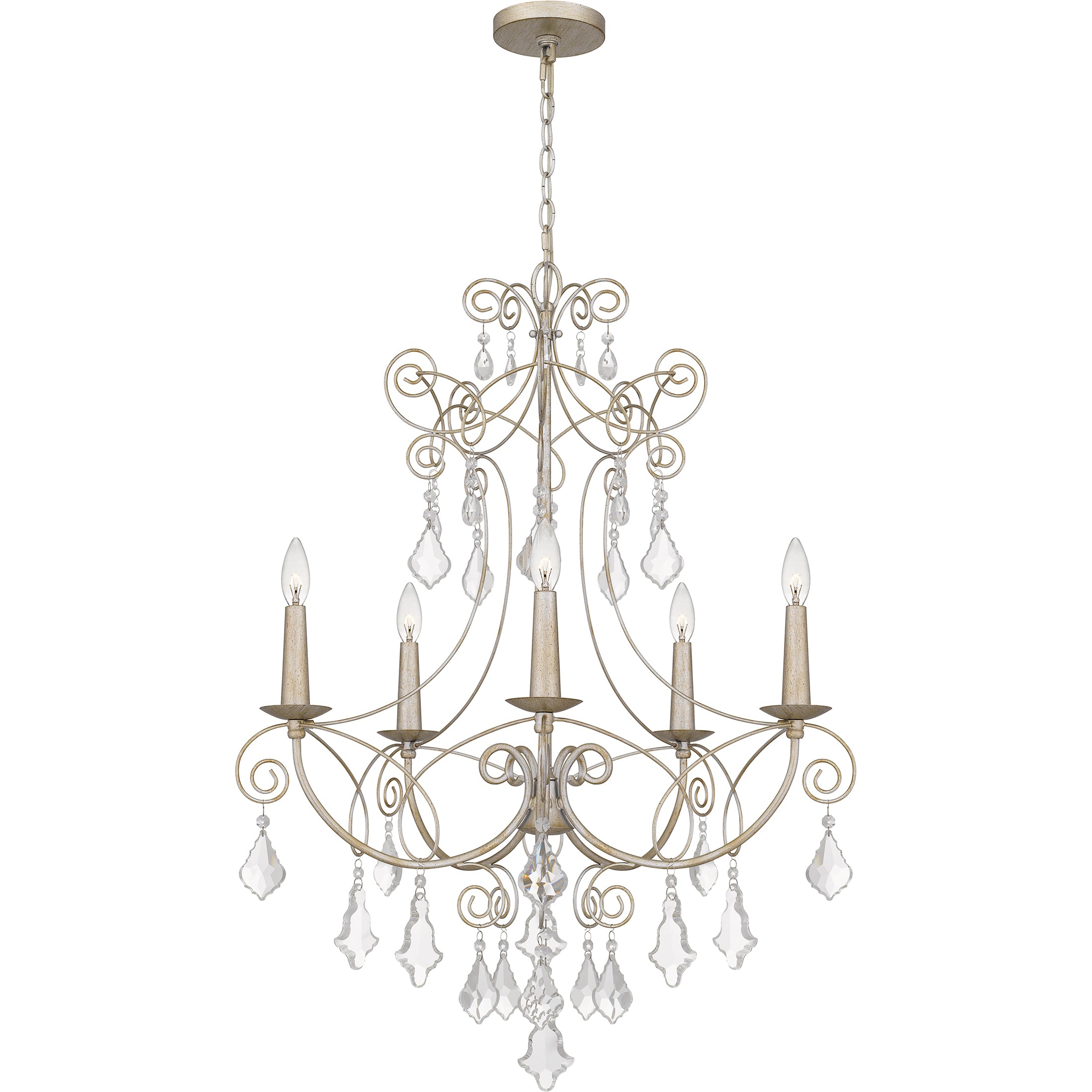 Quoizel Merida Chandelier lustr vintage gold křišťál