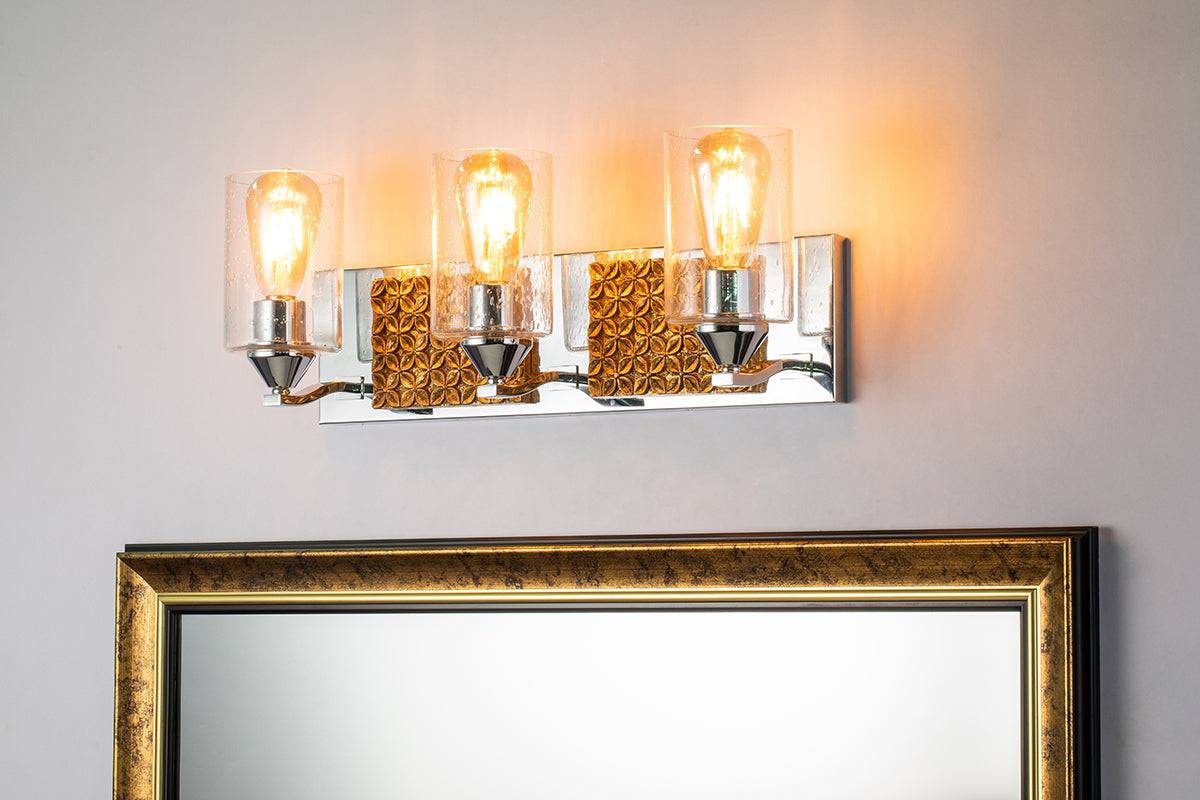 Gilded Nola Arcadia 3 Light svítido nad zrcadlo se sklem