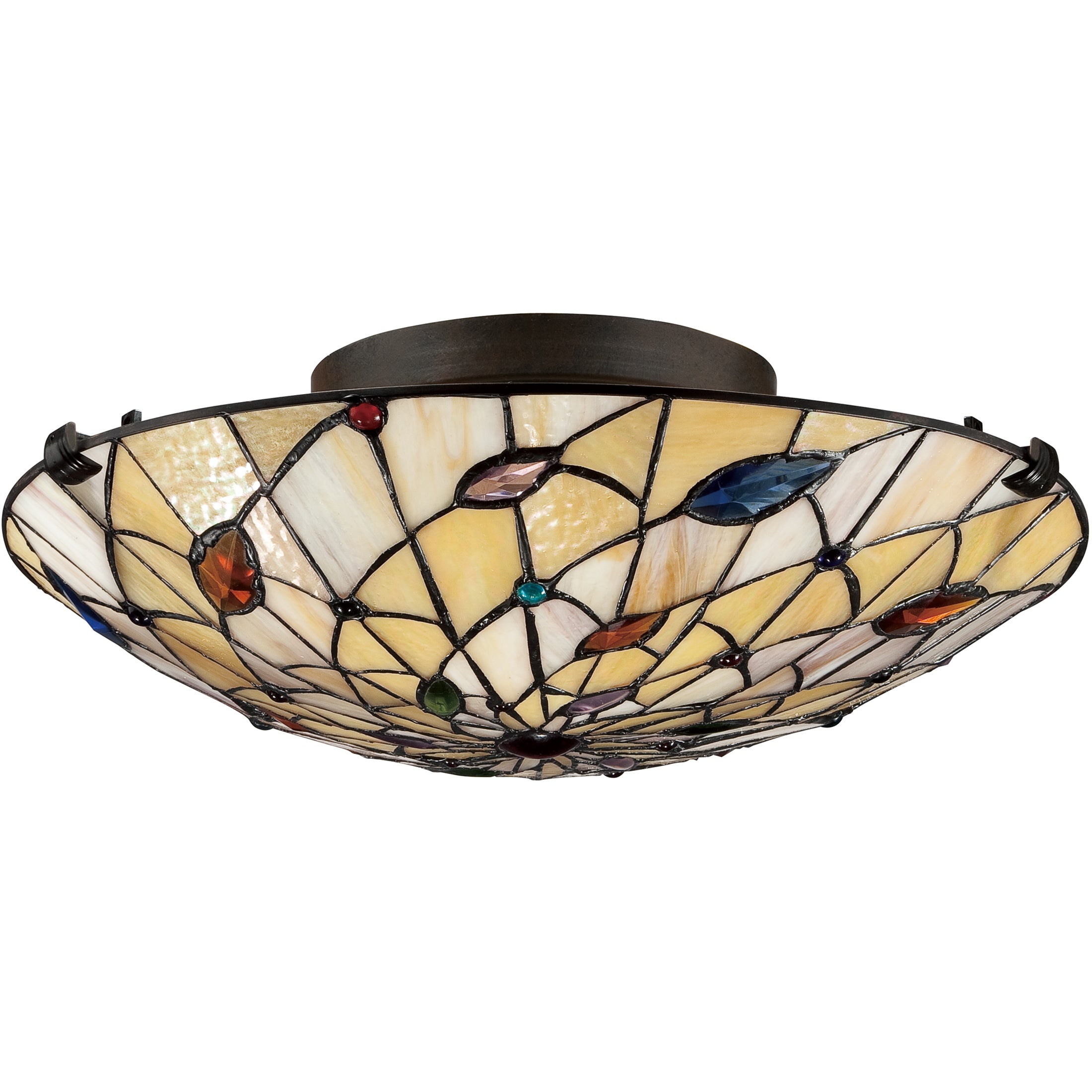 Quoizel Graham Flush Mount stropní světlo vintage bronze tiffany