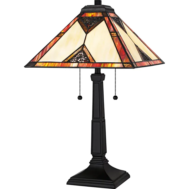 Quoizel Aiden stolní lampa černá vitráž Tiffany