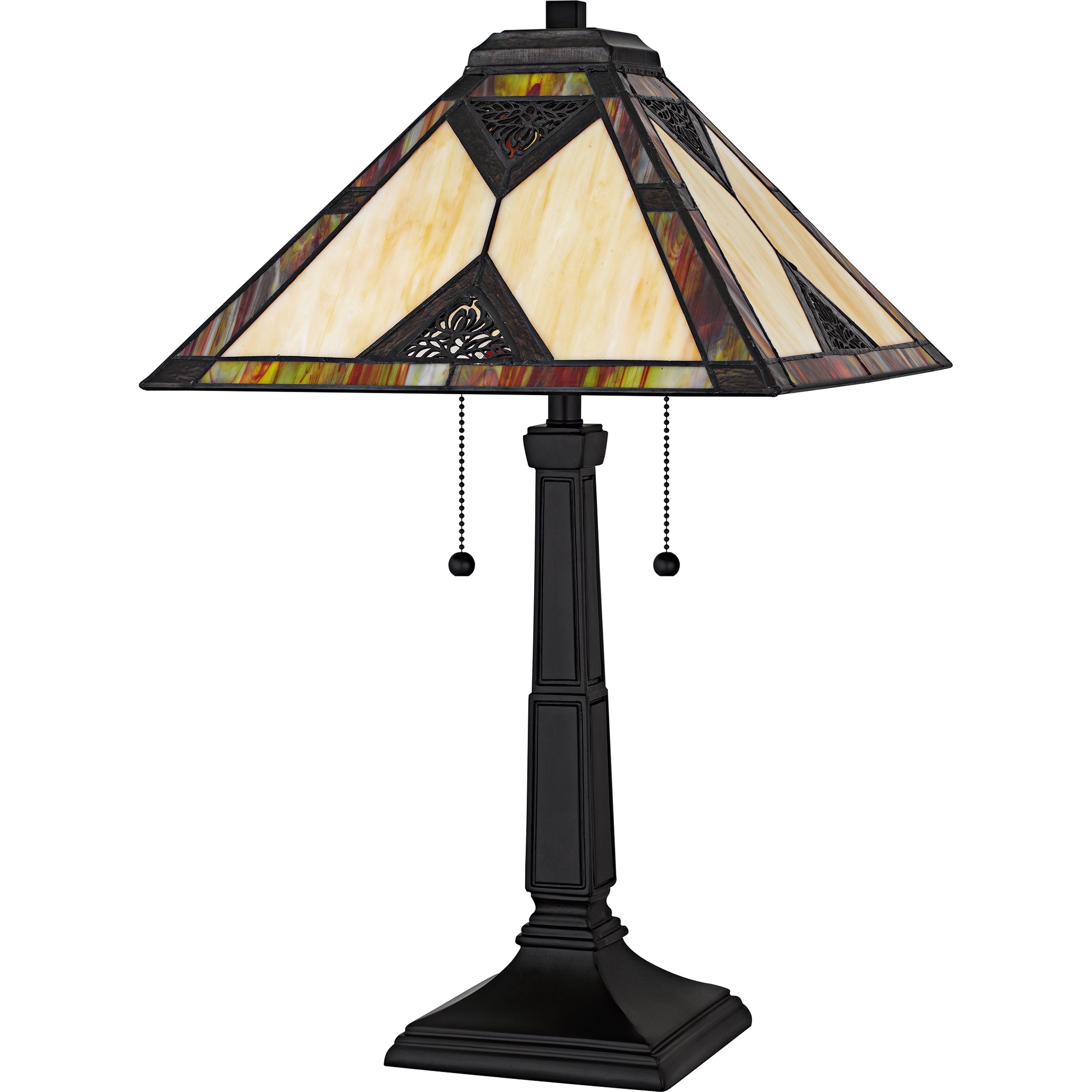 Quoizel Aiden stolní lampa černá vitráž Tiffany