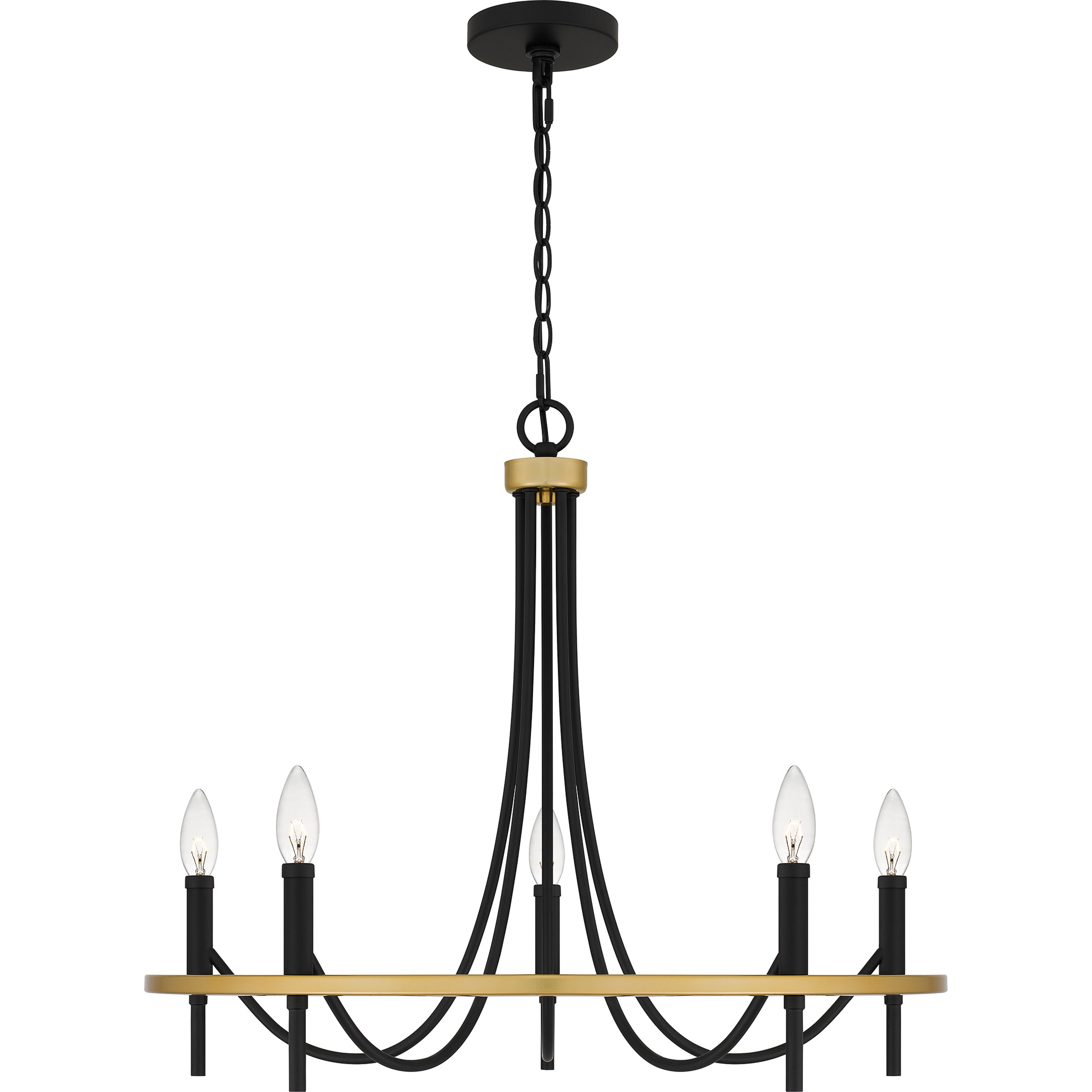 Quoizel Legare Chandelier lustr matte black zlaté detaily