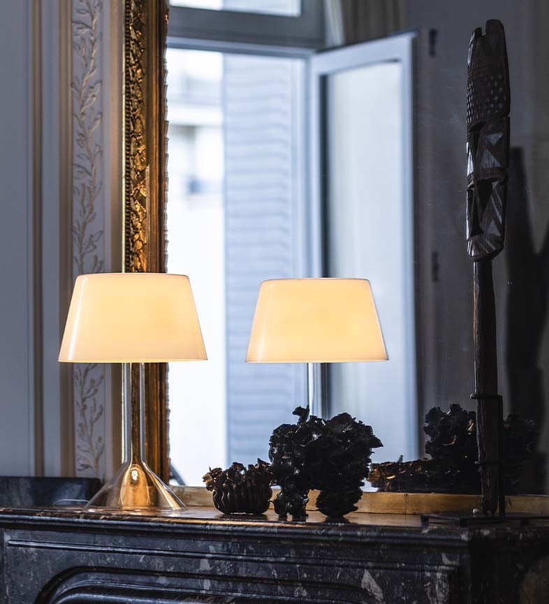 Foscarini Chapeaux V stolni lampa sklenena