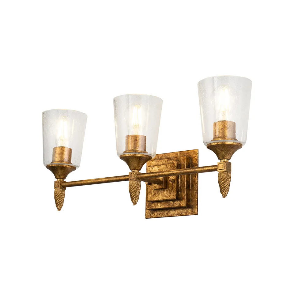 Gilded Nola Vetiver 3 Light koupelnové svítídlo zlatá se sklem