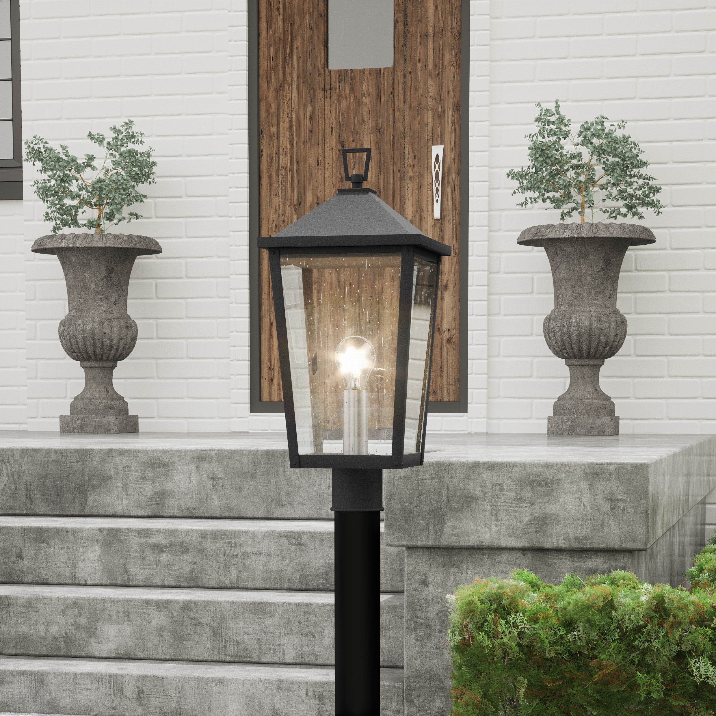 Quoizel Stoneleigh sloupkové světlo mottled black venkovní