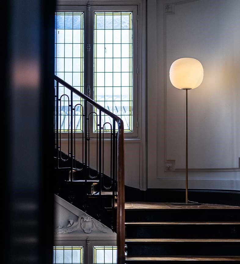 Foscarini Gem stojací lampa skleněná vlnková