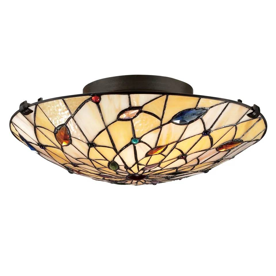 Quoizel Graham Flush Mount stropní světlo vintage bronze tiffany