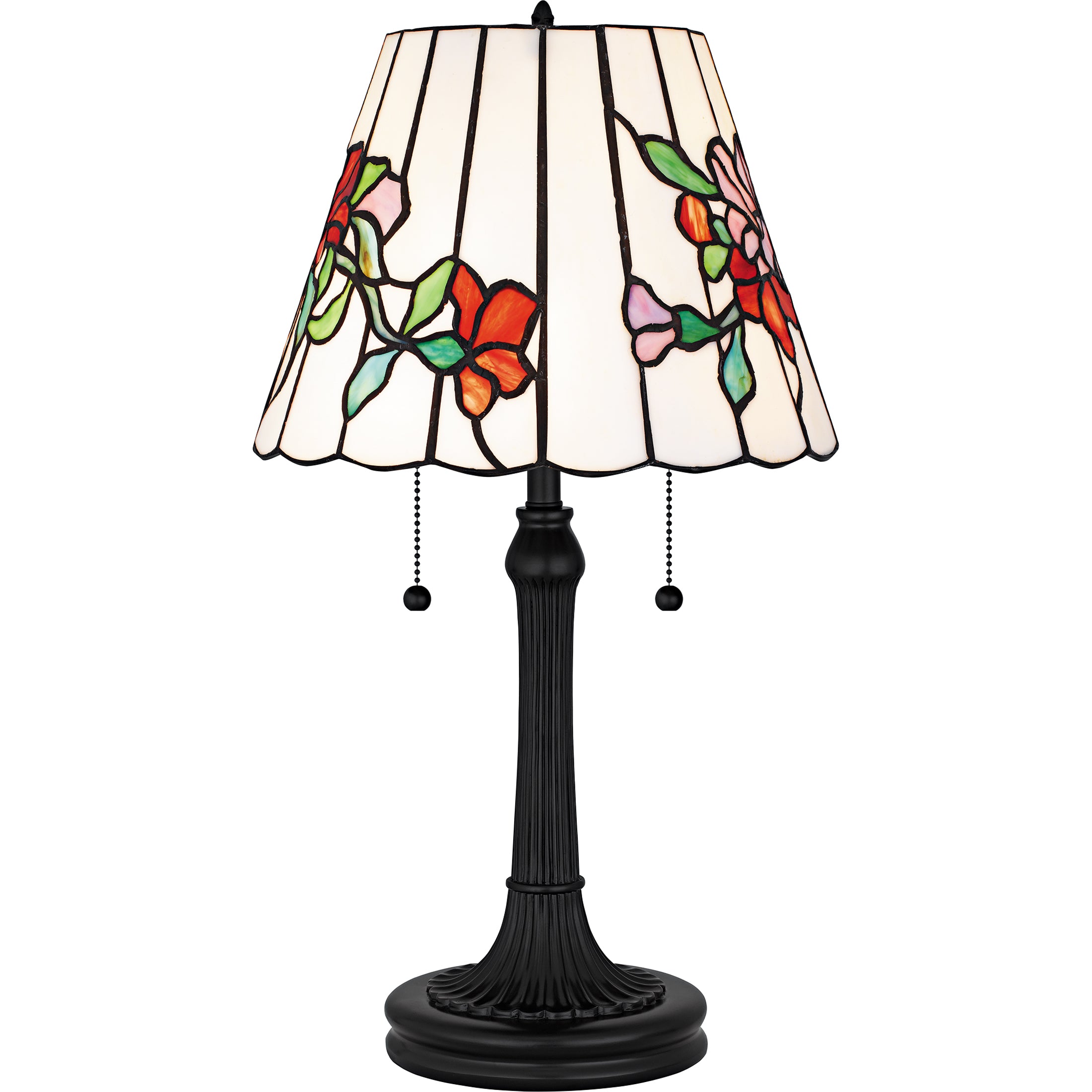 Quoizel Aurora stolní lampa černá tiffany sklo
