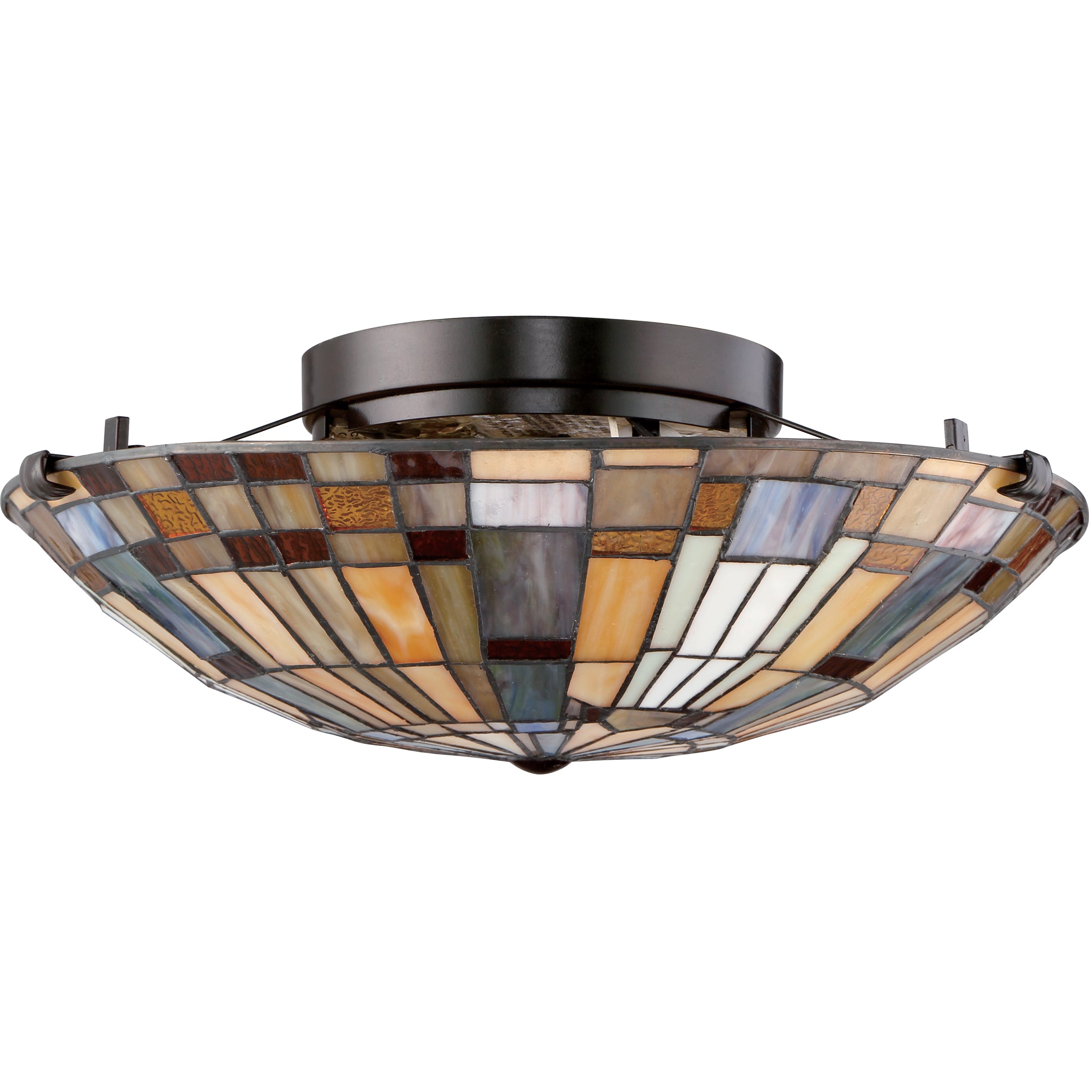 Quoizel Inglenook Flush Mount stropní svítidlo bronz 42 cm vitráž