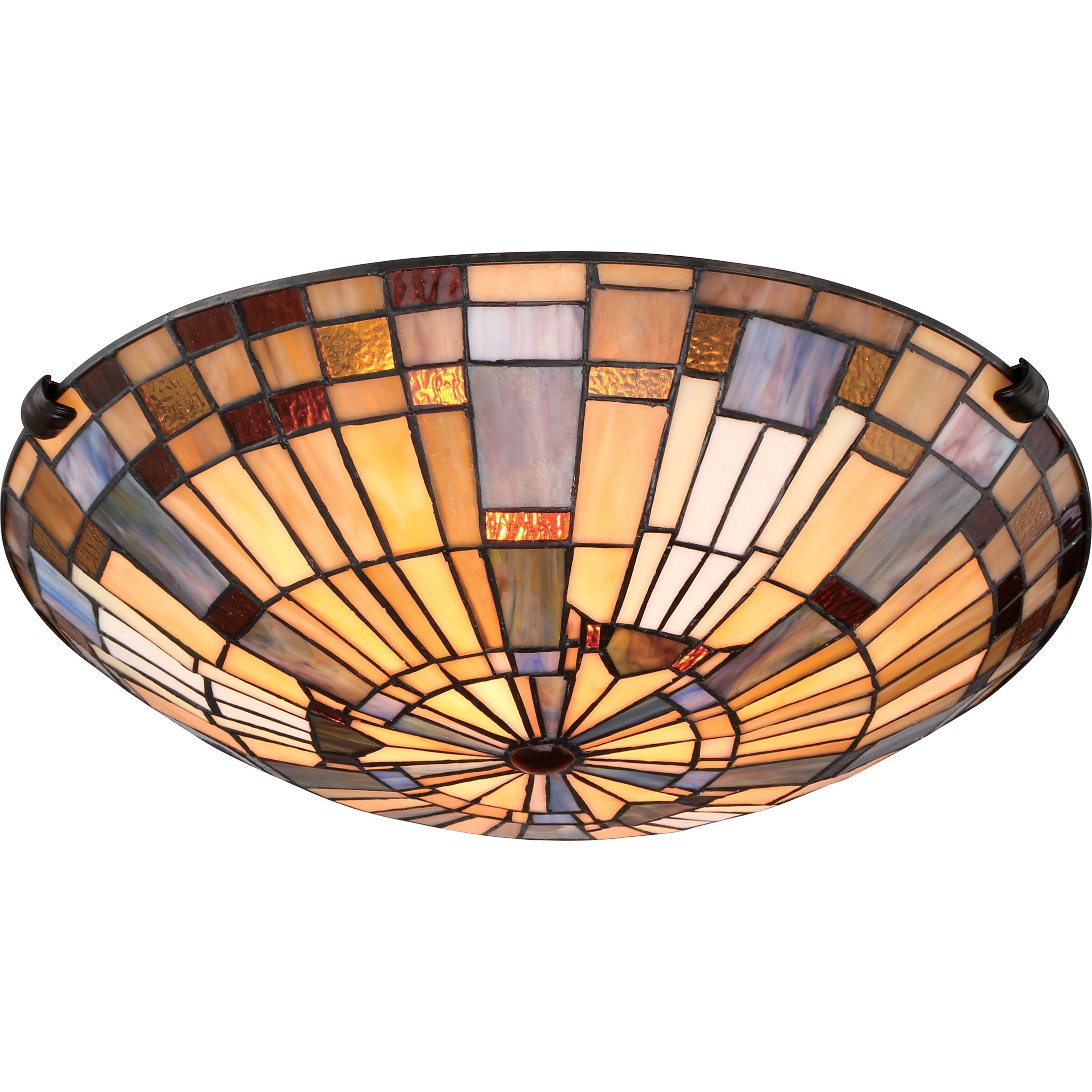 Quoizel Inglenook Flush Mount stropní svítidlo bronz 42 cm vitráž