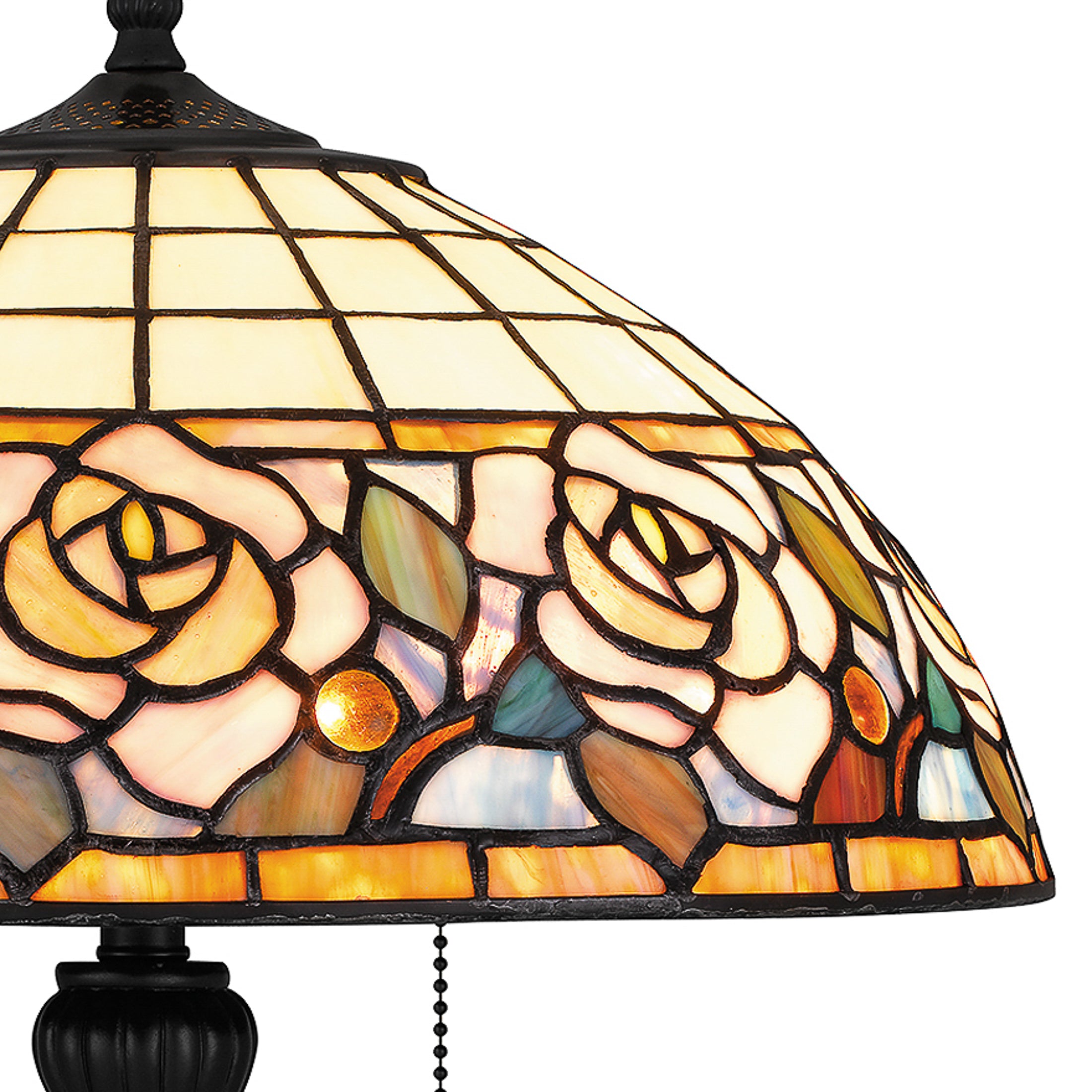 Quoizel Betty stolní lampa černá vitráž růže