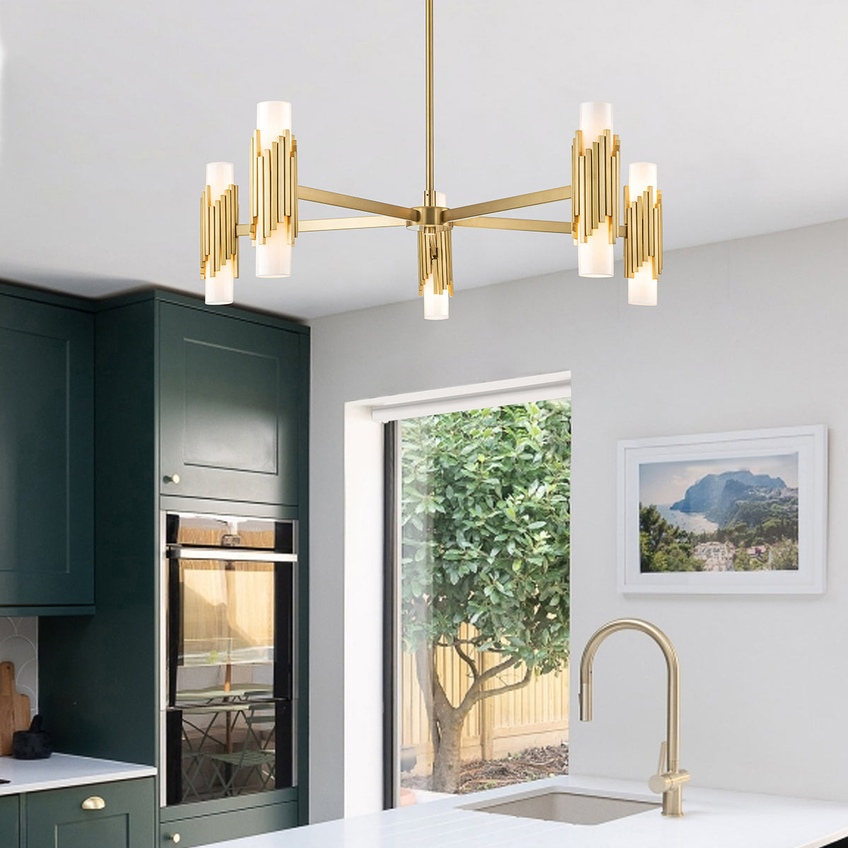 Gilded Nola Marvel 10 Light Pendant lustr mosaz 10světlo