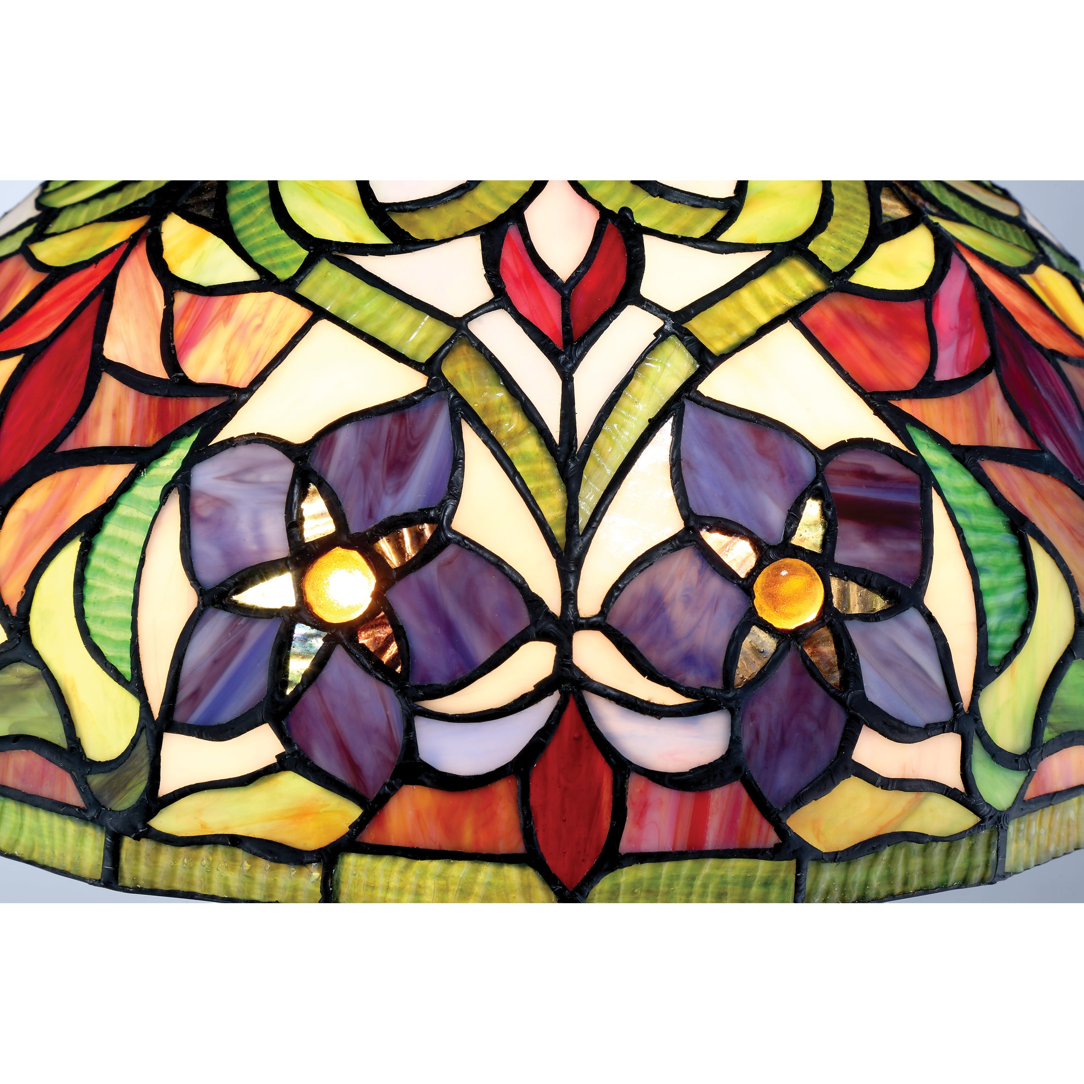 Quoizel Violets stolní lampa bronz vitráž fialky