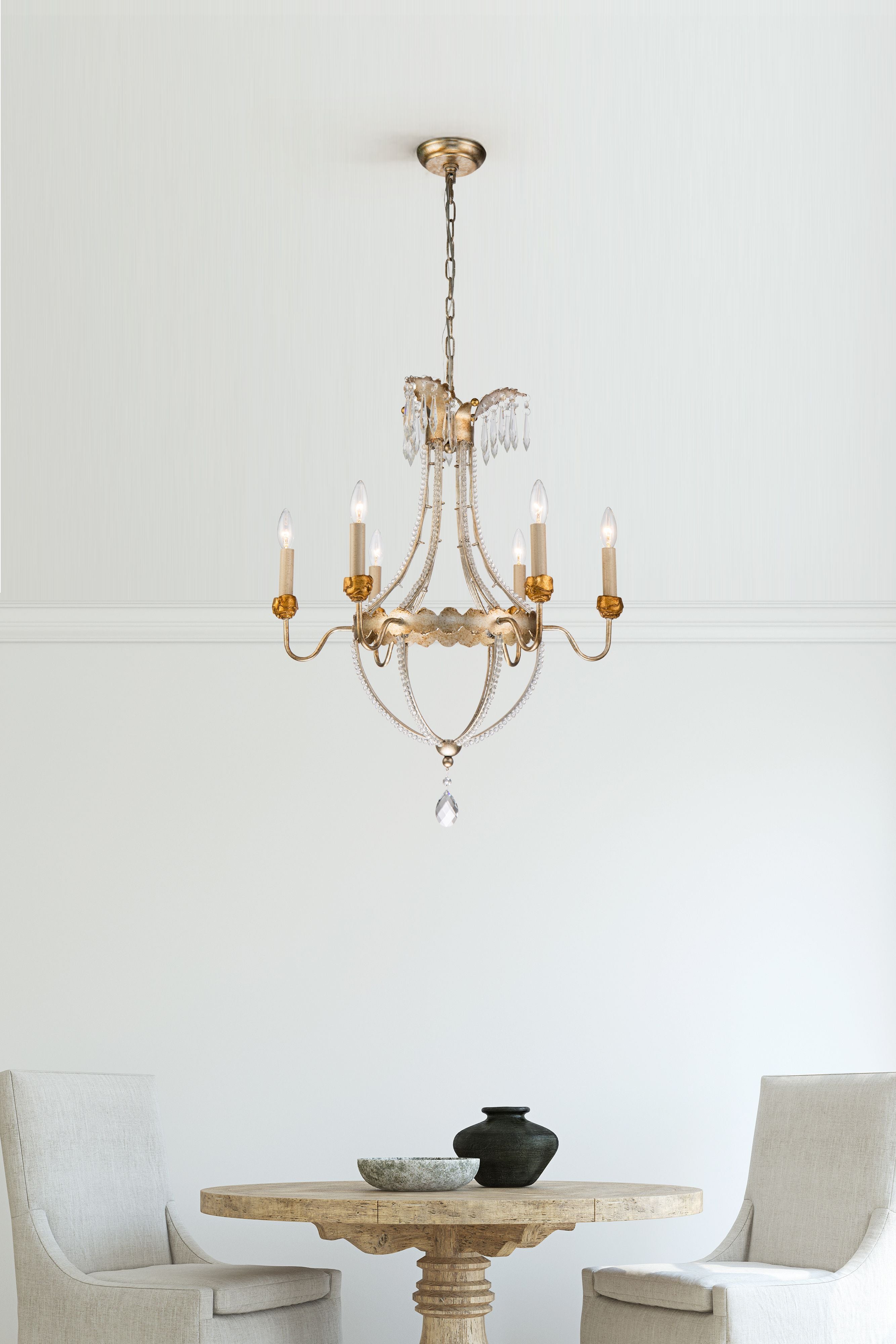 Gilded Nola Louis 6 lustr distressed gold silver