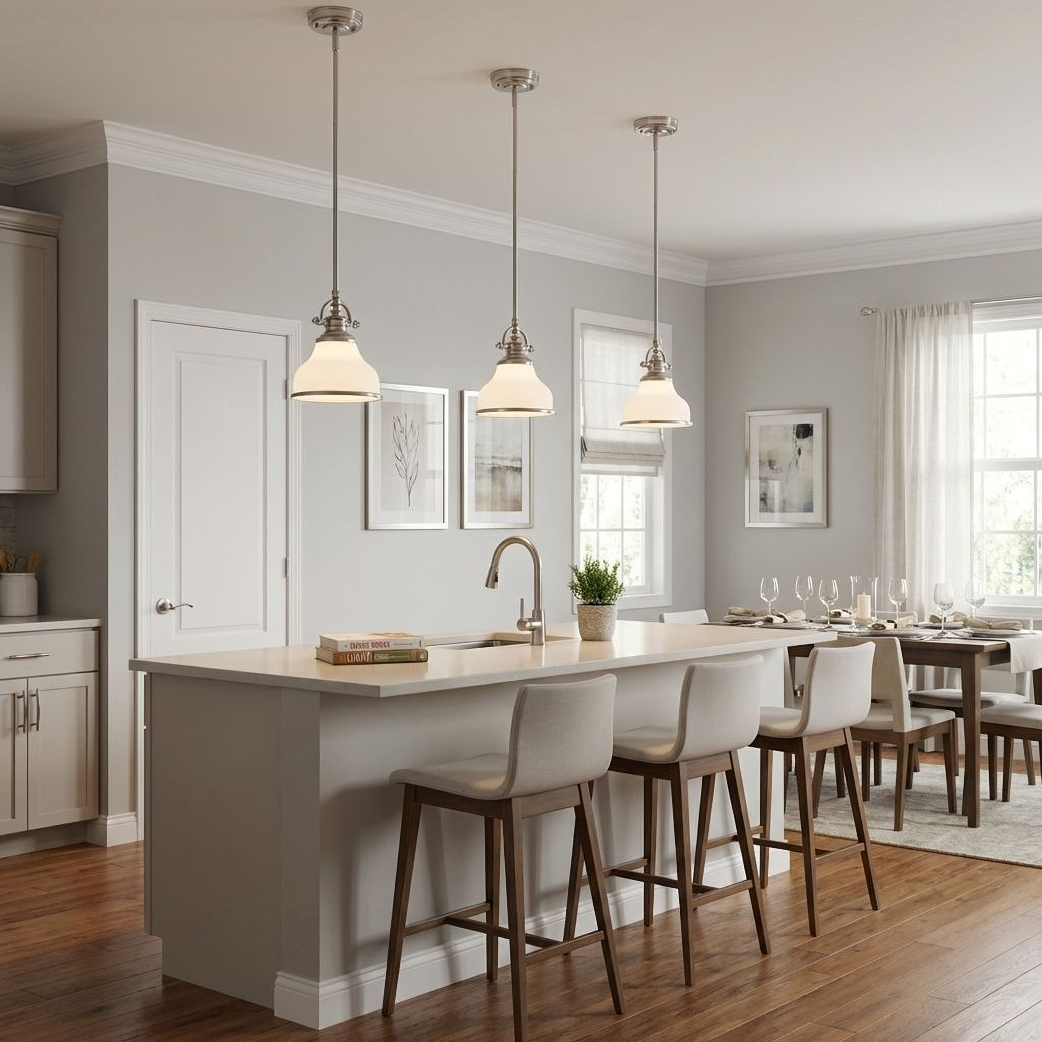 Quoizel Grant Mini Pendant závěsné svítidlo brushed nickel opálové