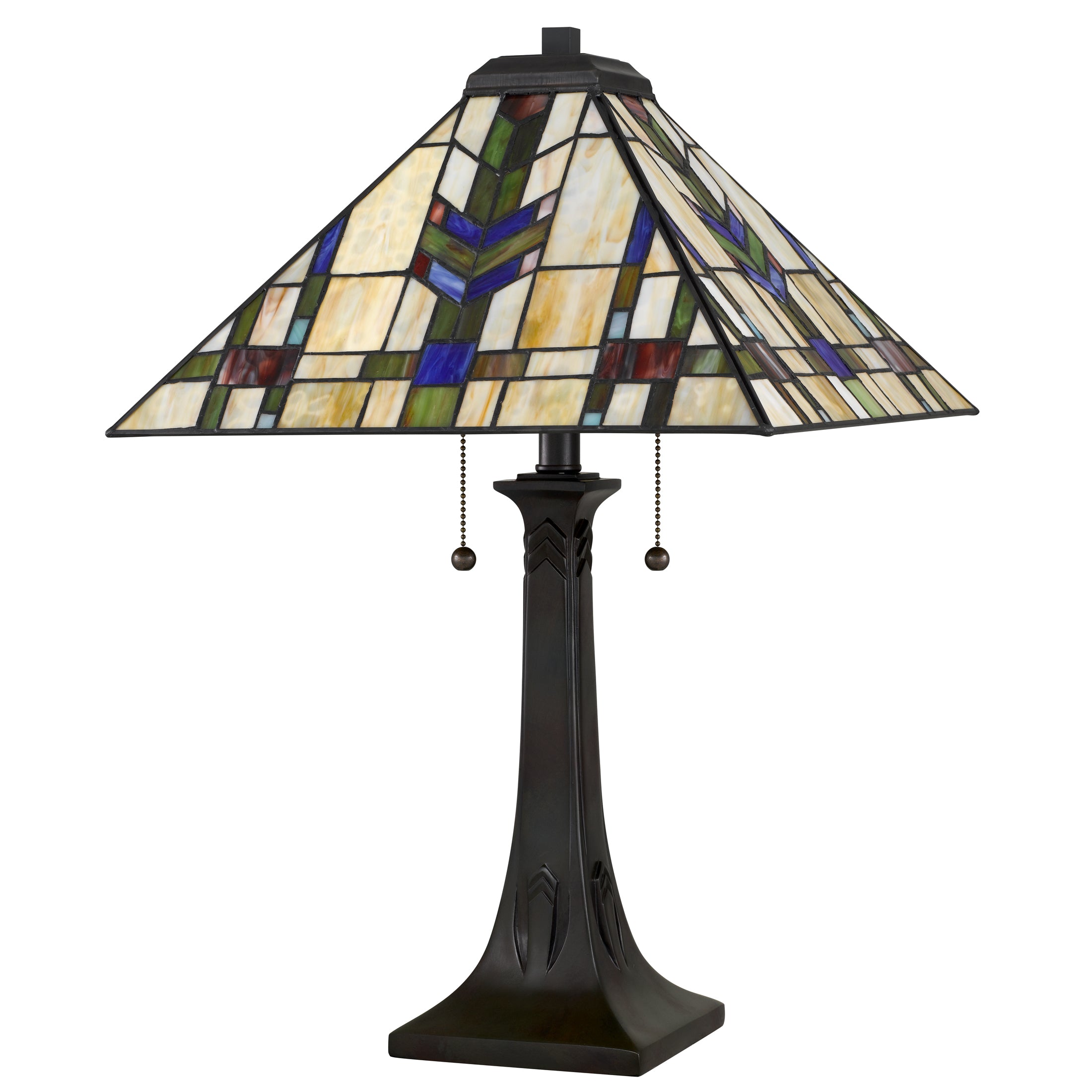 Quoizel Draxen stolní lampa bronz vitráž