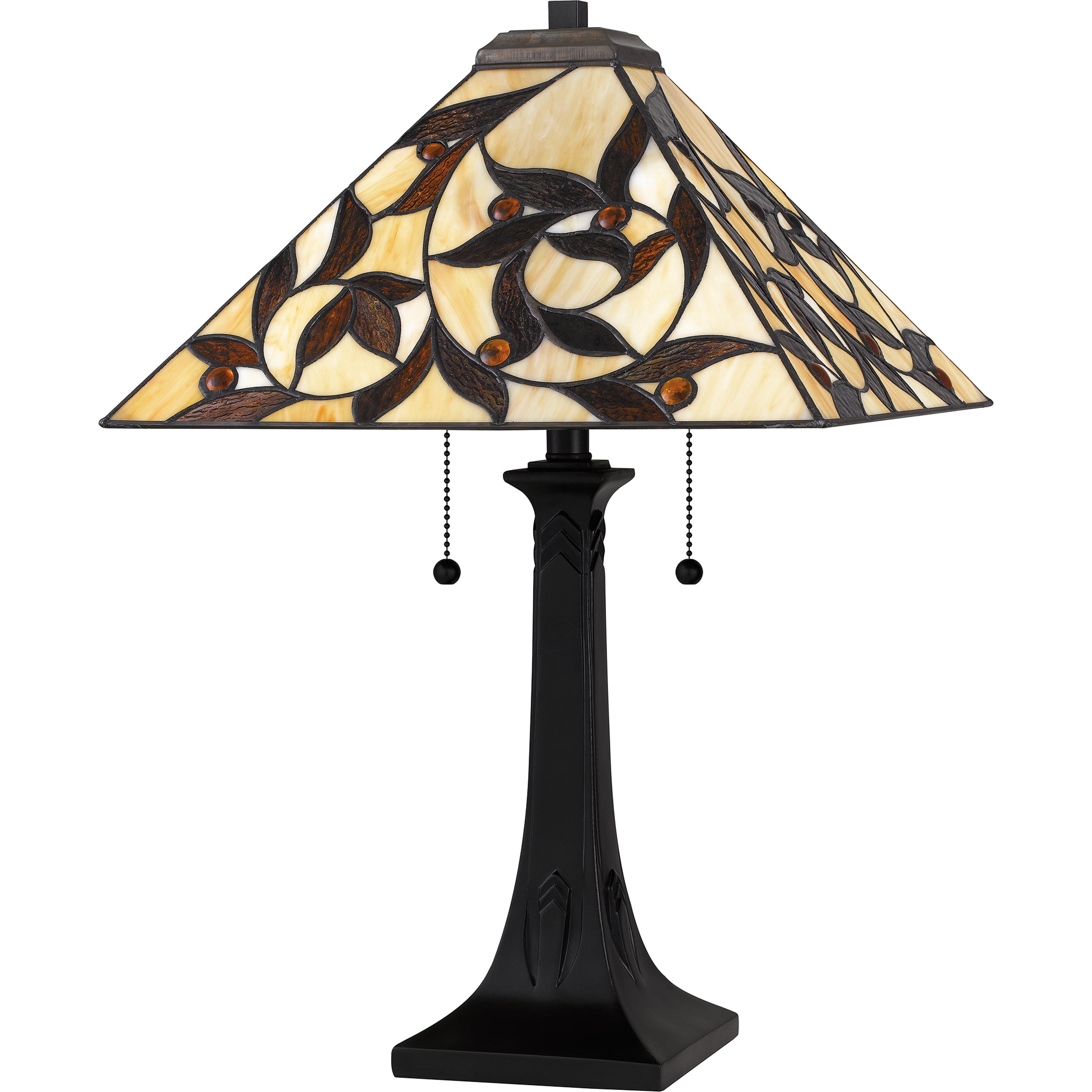 Quoizel Zion stolní lampa Matte Black vitráž