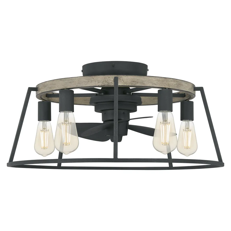 Quoizel Brockton stropní ventilátor se světlem Grey Ash