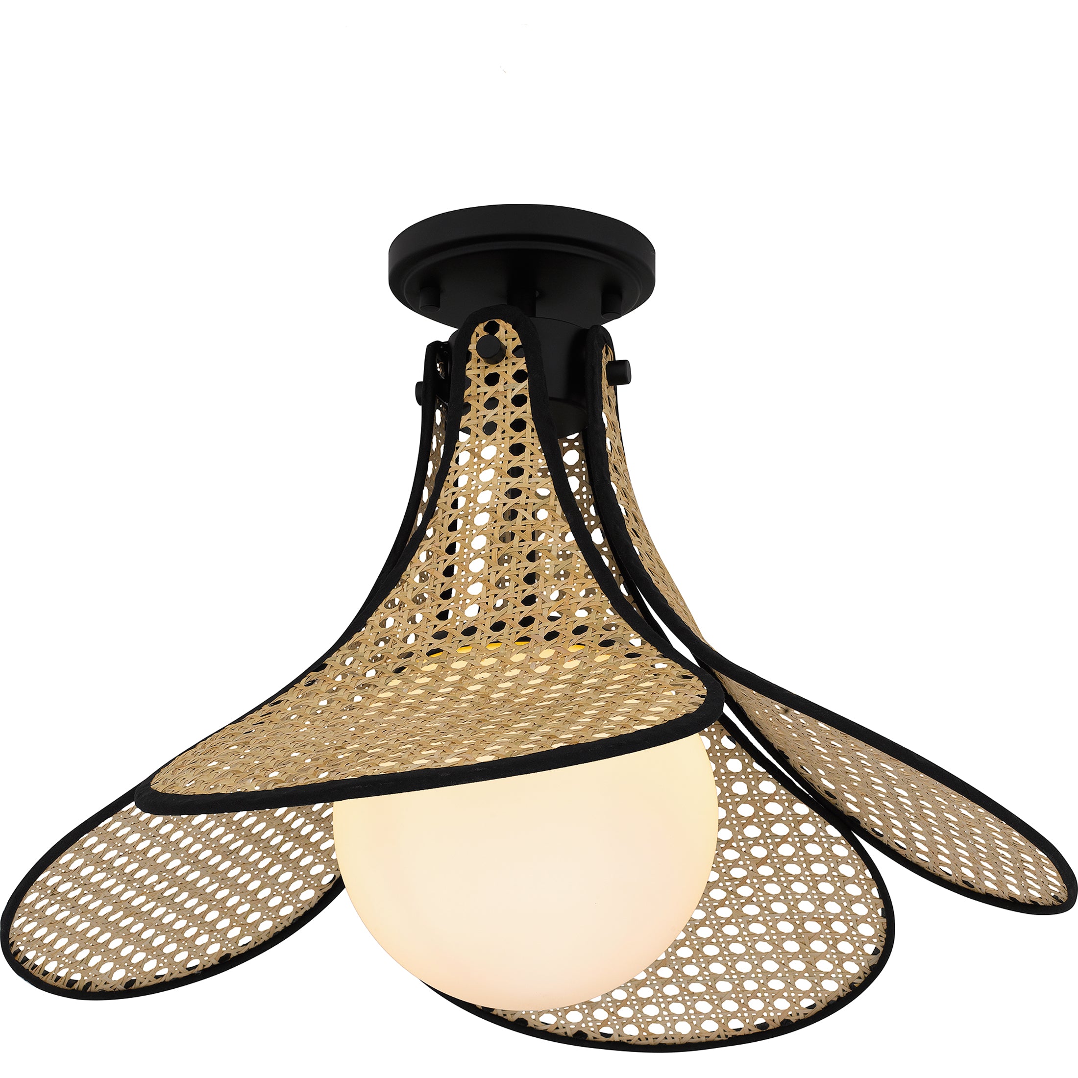Quoizel Delilah Semi-Flush stropní svítidlo matná černá ratan