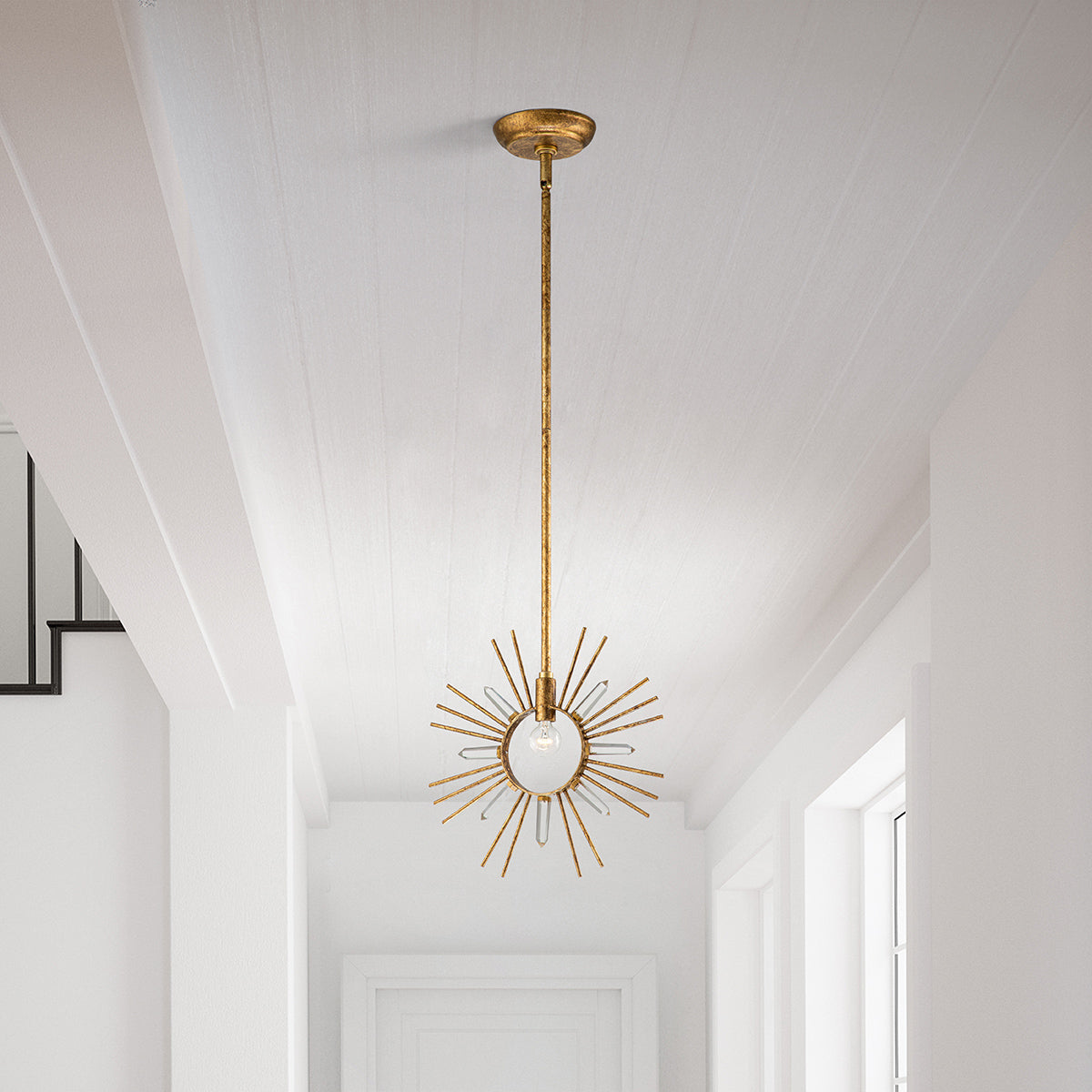 Gilded Nola Sun King 1 Light Pendant závěsné svítidlo zlaté