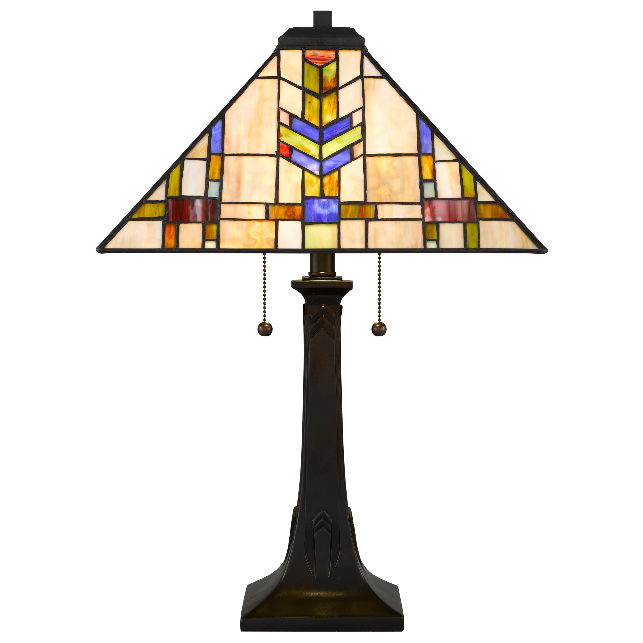 Quoizel Draxen stolní lampa bronz vitráž
