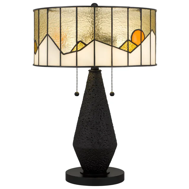 Quoizel Blackwood Table Lamp lampa matná černá vitráž
