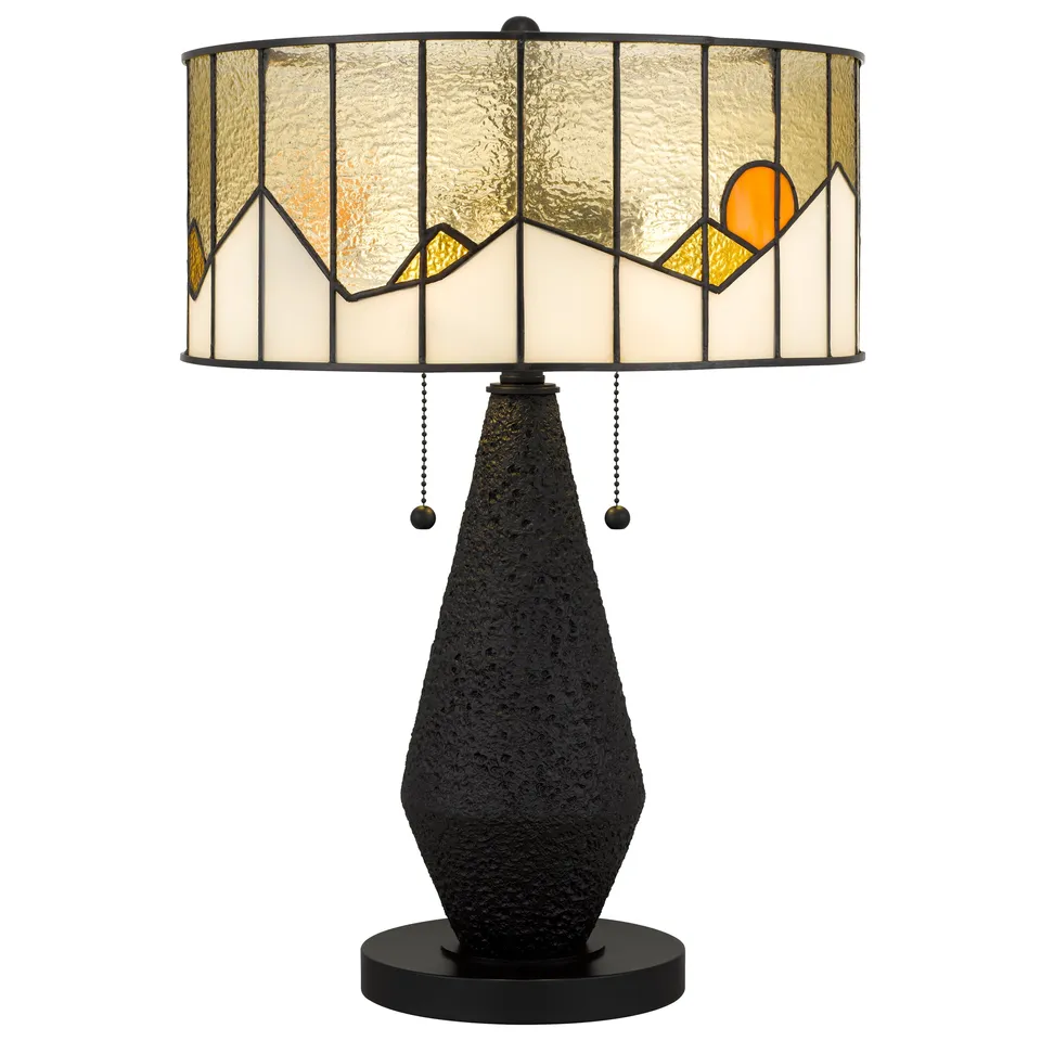 Quoizel Blackwood Table Lamp lampa matná černá vitráž