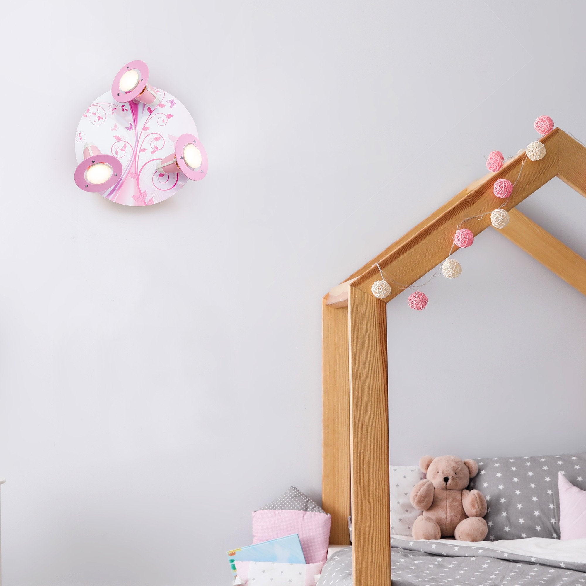 Elobra Rondell Phantasie stropní svítidlo růžové 3×E14