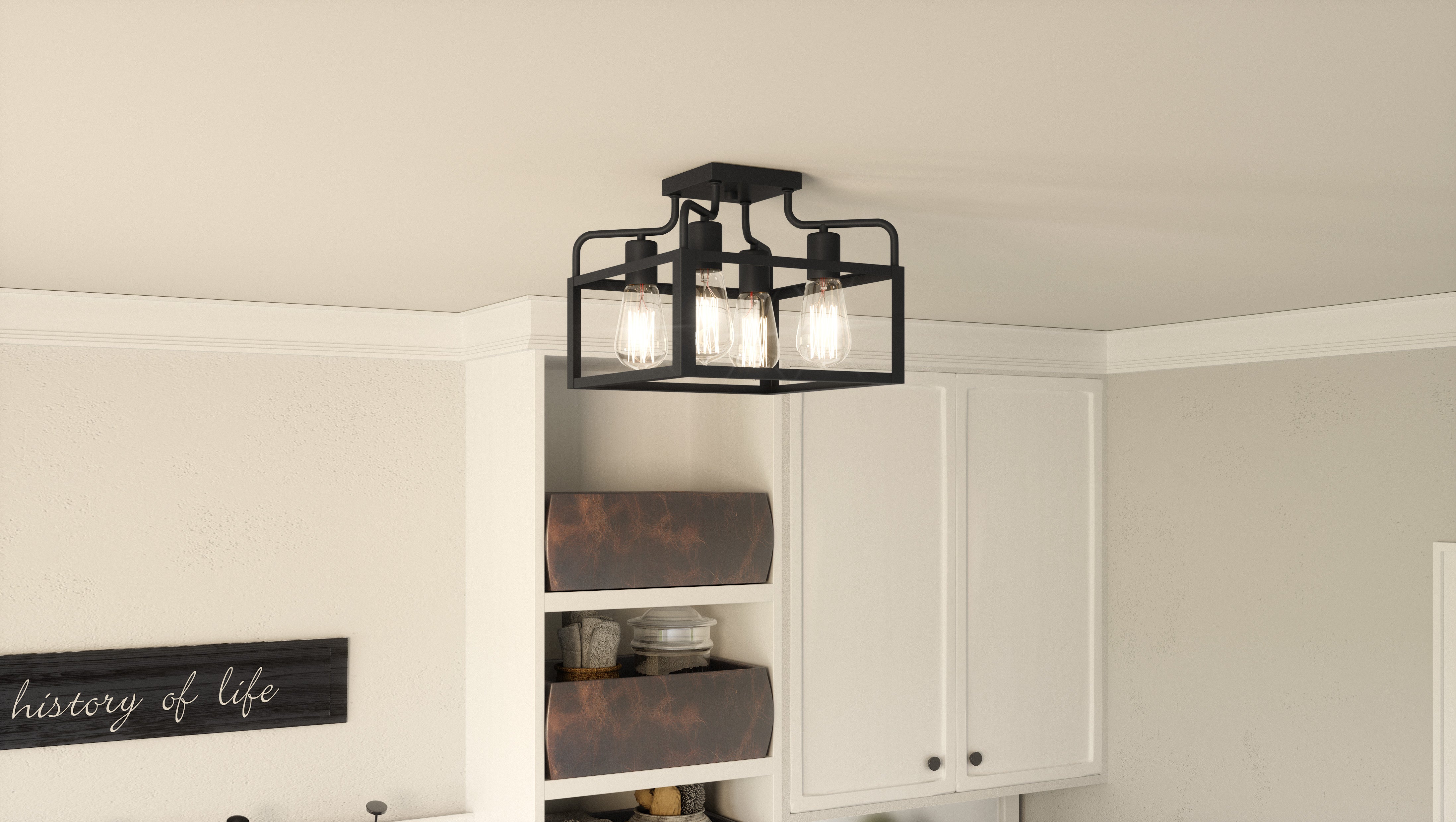 Quoizel Paulsen Semi-Flush stropní svítídlo černé