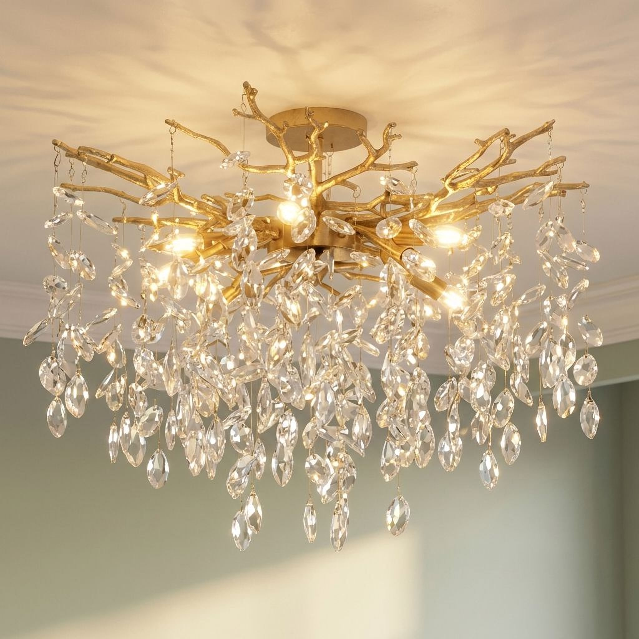 Quoizel Isobel Semi-Flush lustr chrom křišťálové závěsy