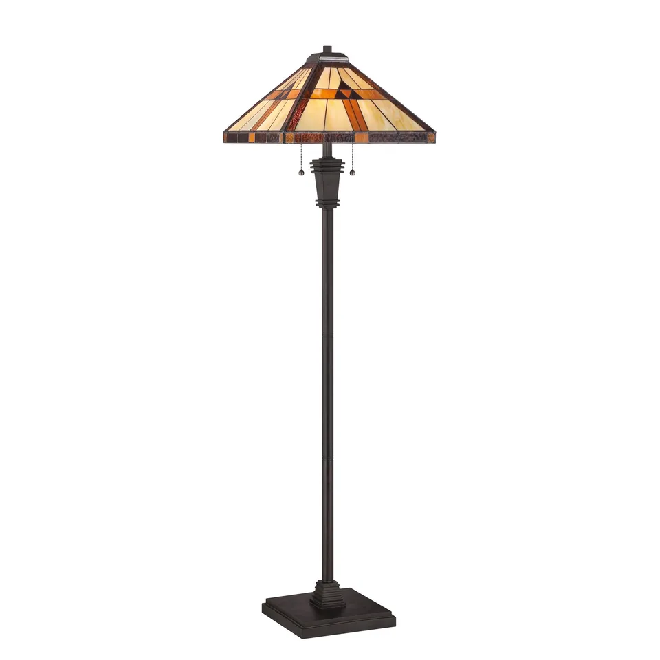 Quoizel Bryant stojací lampa vitráž bronz