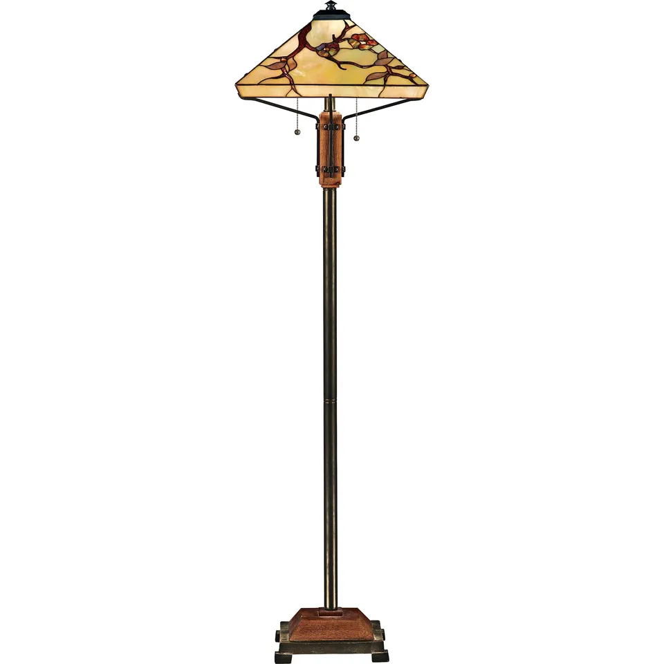 Quoizel Grove Park stojací lampa vitráž multi