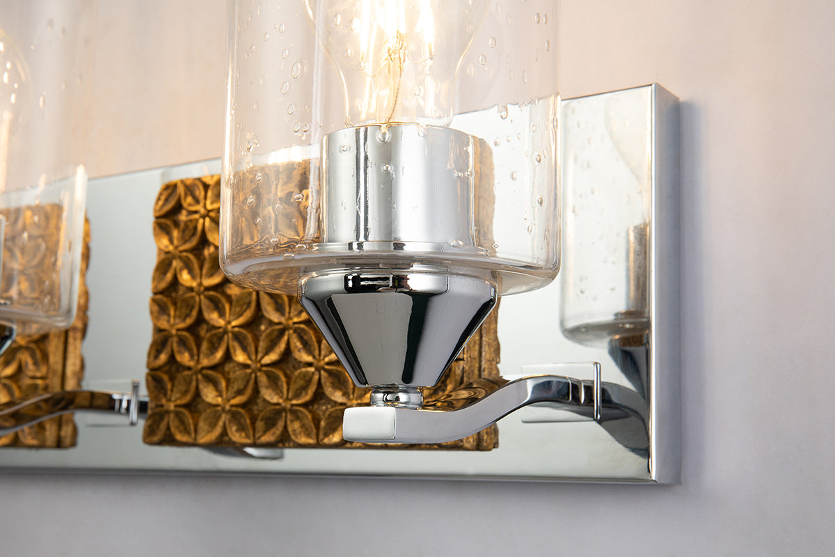 Gilded Nola Arcadia 3 Light svítido nad zrcadlo se sklem