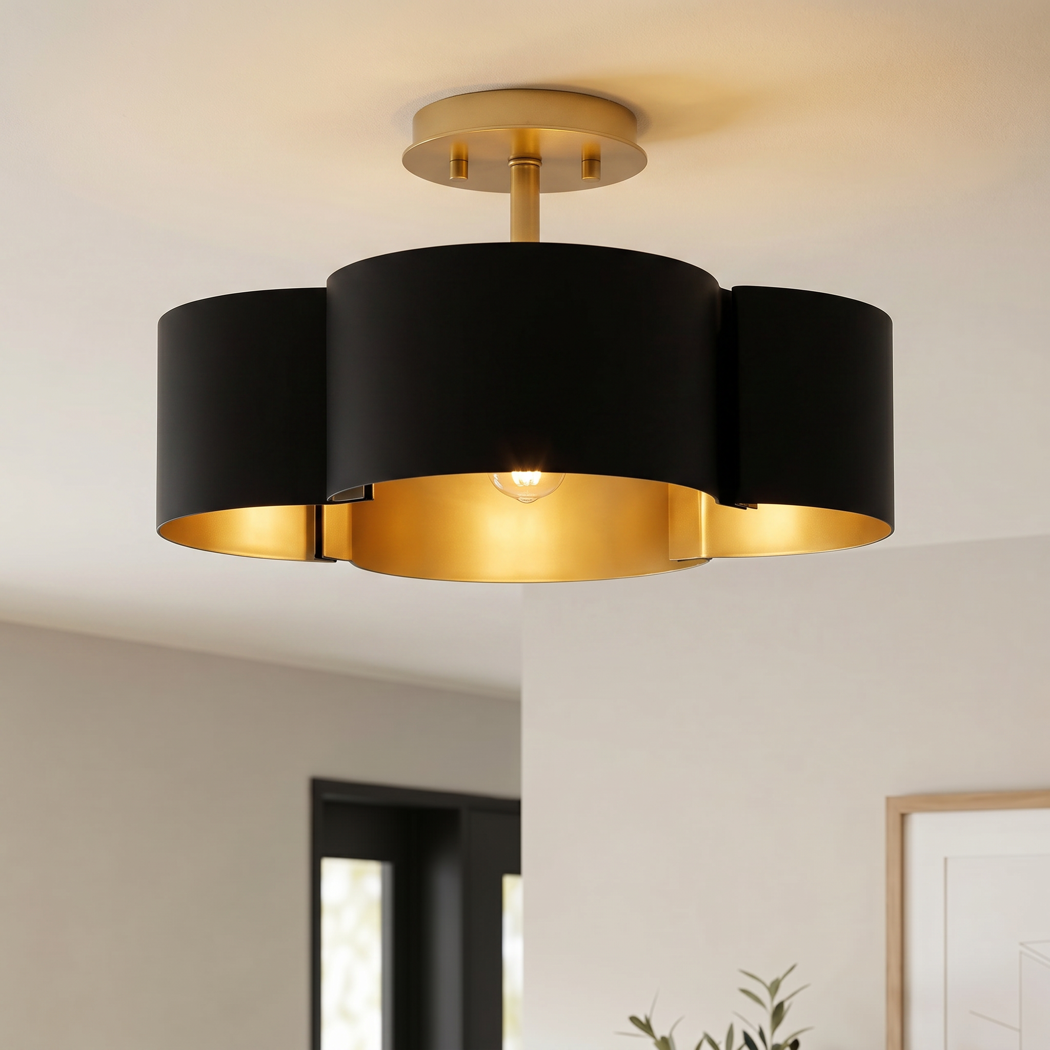 Quoizel Balsam Semi-Flush stropní svítídlo se zlatým vnitřkem