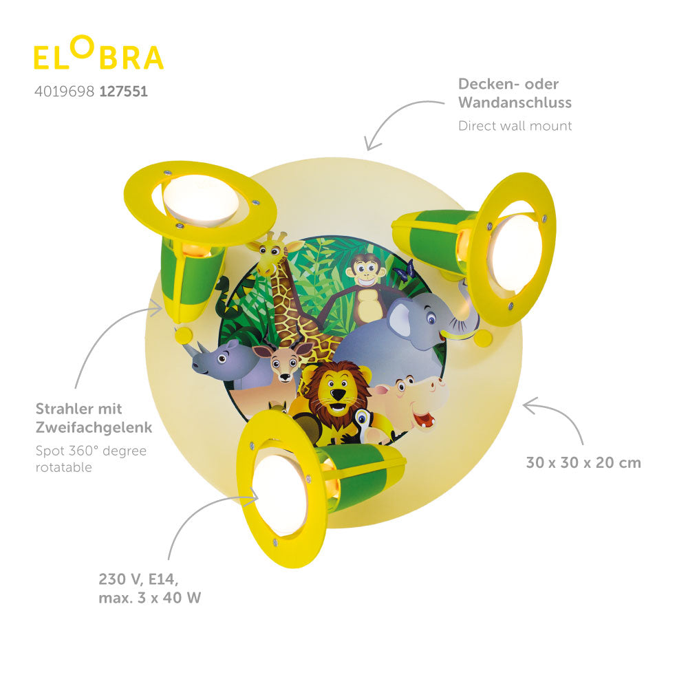 Elobra Rondell Dschungel stropní bodovka 3bodová