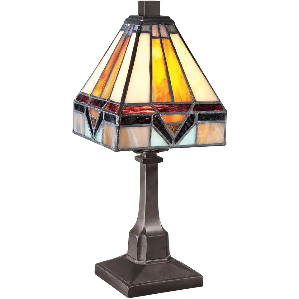 Quoizel Holmes stolní lampa tiffany vintage bronz