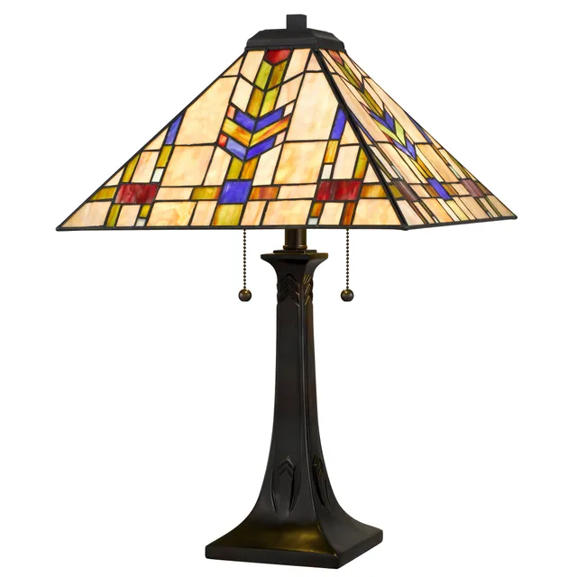Quoizel Draxen stolní lampa bronz vitráž
